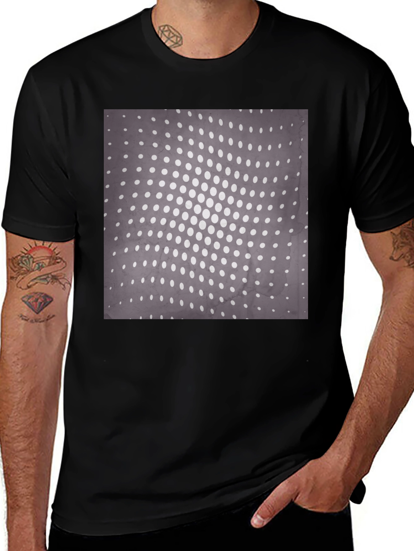 Variant 6 of Retro Halftone Pattern Black T-Shirt