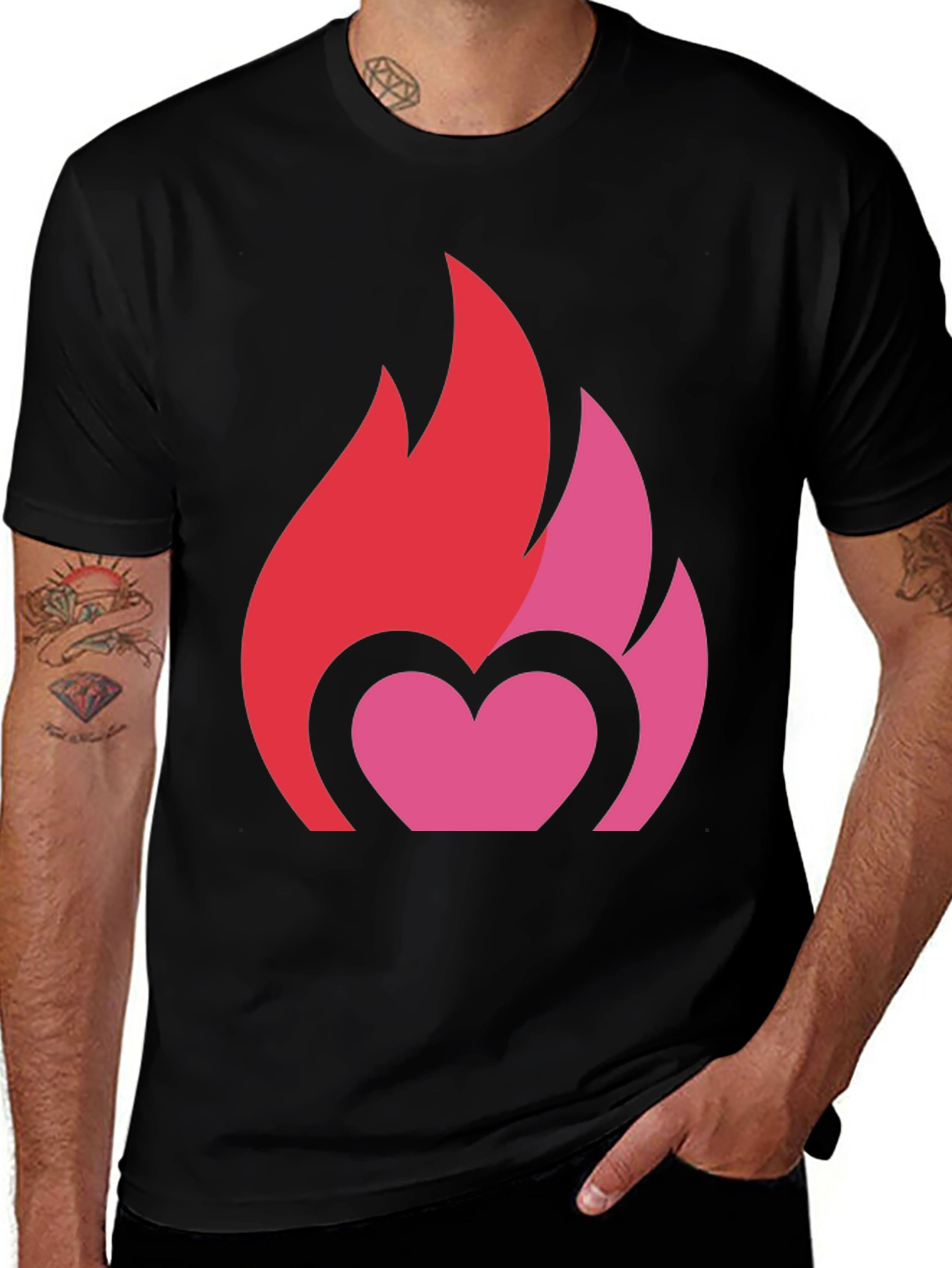 Variant 29 of Heart Flame Graphic Tee - Bold Love T-Shirt