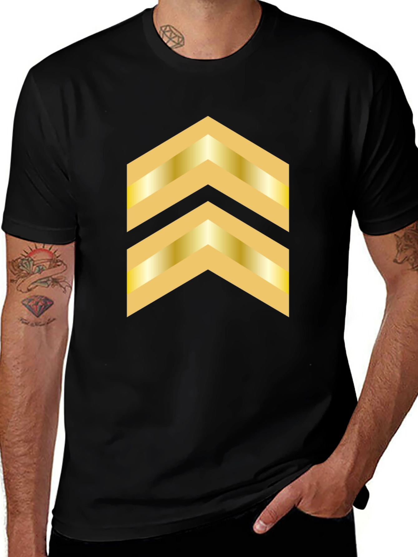 Chevron Graphic Tee - Stylish Black T-Shirt