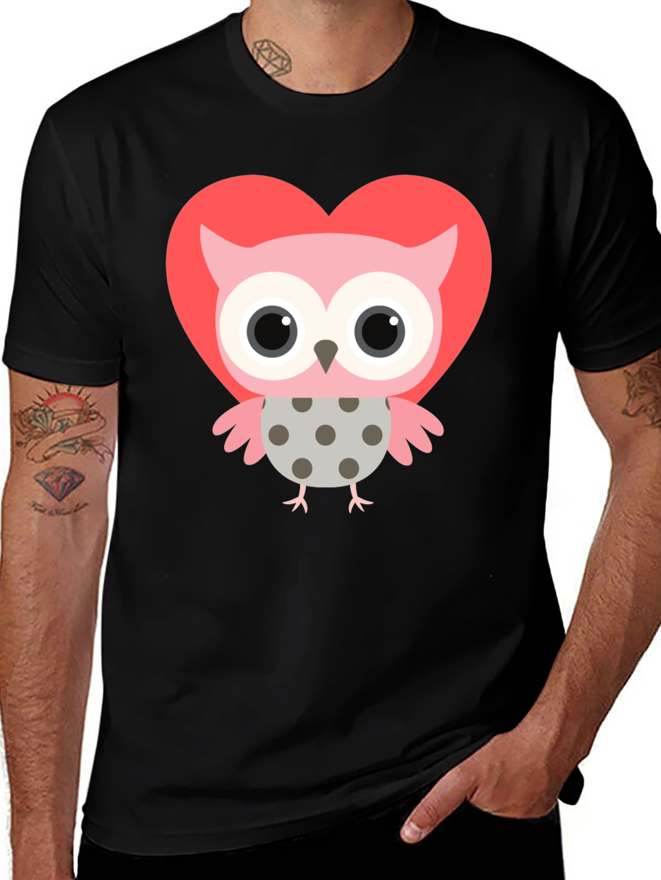 Variant 19 of Heart Owl Graphic Tee - Valentine's Day Shirt