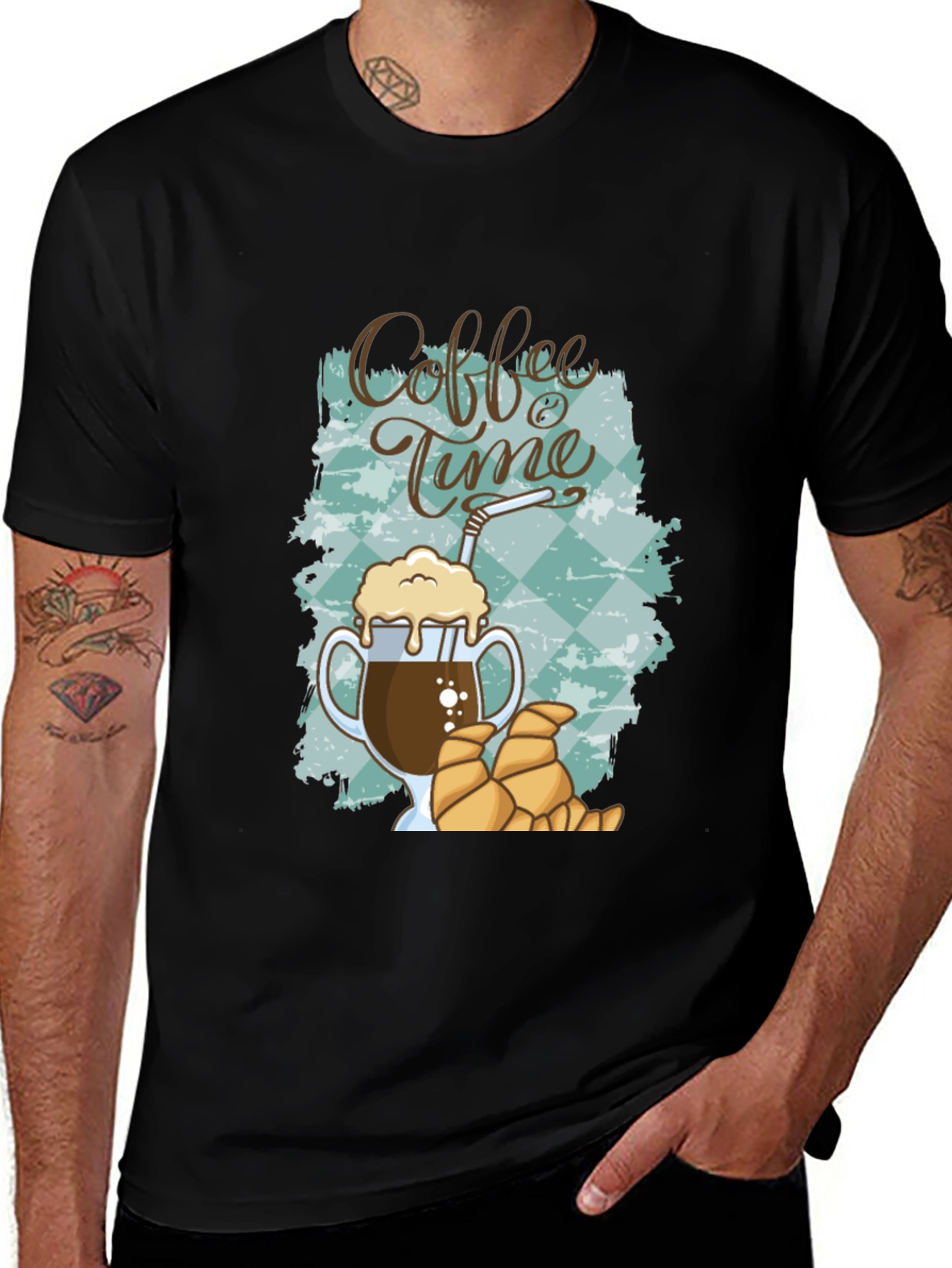 Variant 8 of Coffee Time T-Shirt - Black Graphic Tee