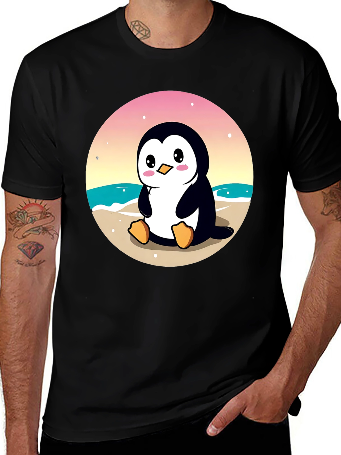 Variant 25 of Cute Penguin on Beach Graphic T-Shirt