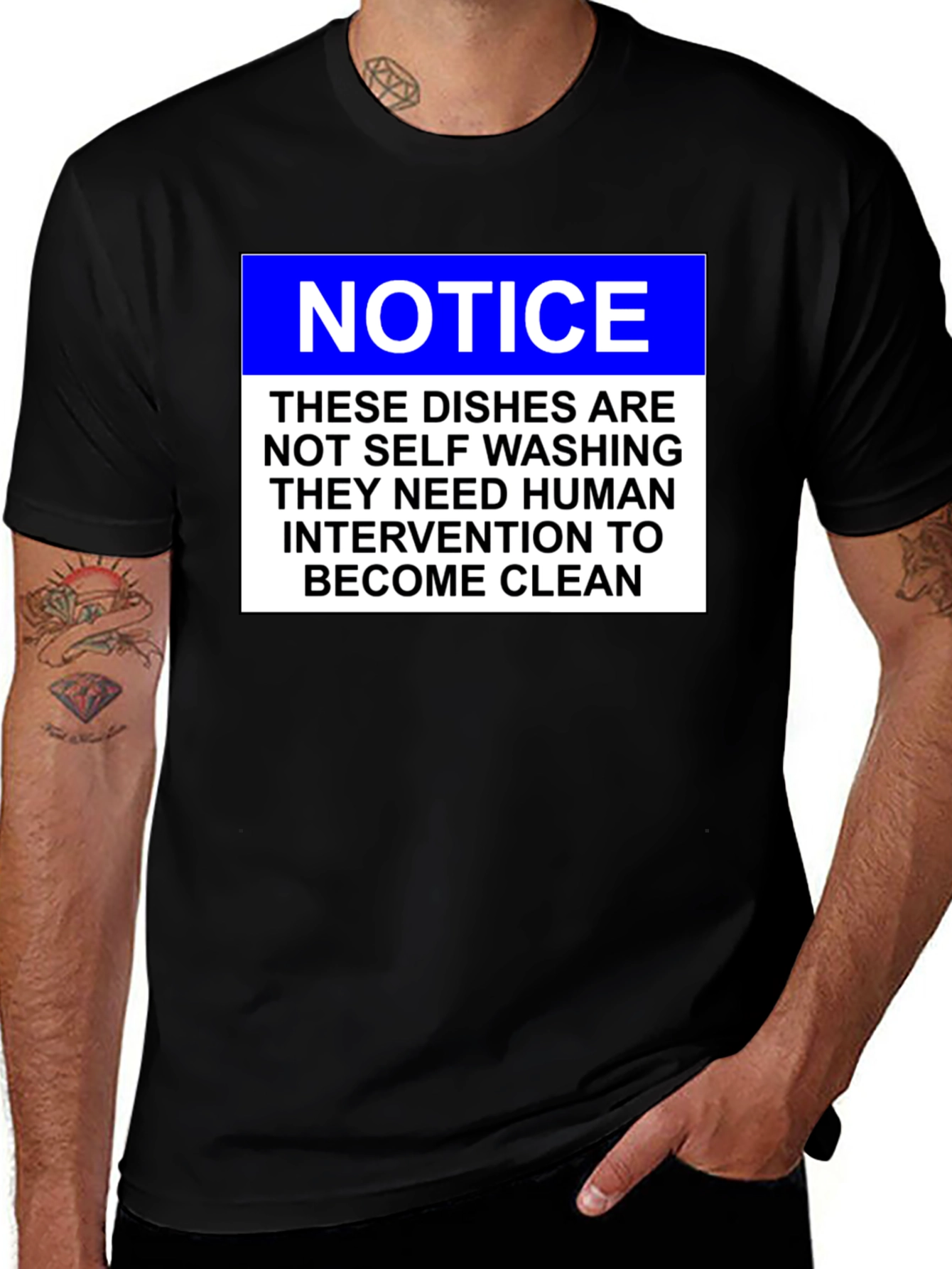 Variant 14 of Funny Dishwashing T-Shirt: Notice - Human Intervention Required