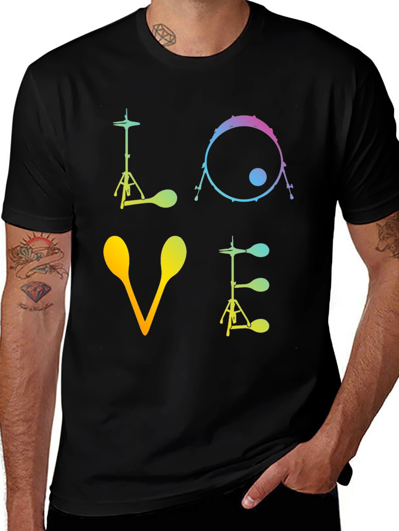 Variant 15 of Love Drums Graphic T-Shirt Musician Tee