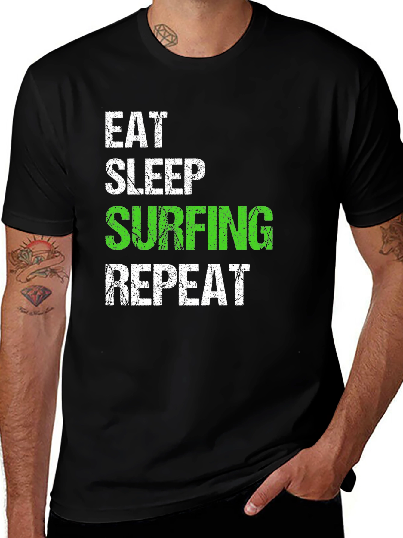Variant 5 of Eat Sleep Surfing Repeat Black T-Shirt