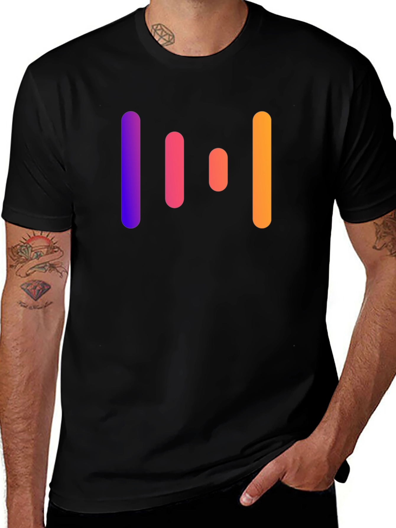 Variant 2 of Gradient Stripe Graphic Black T-Shirt