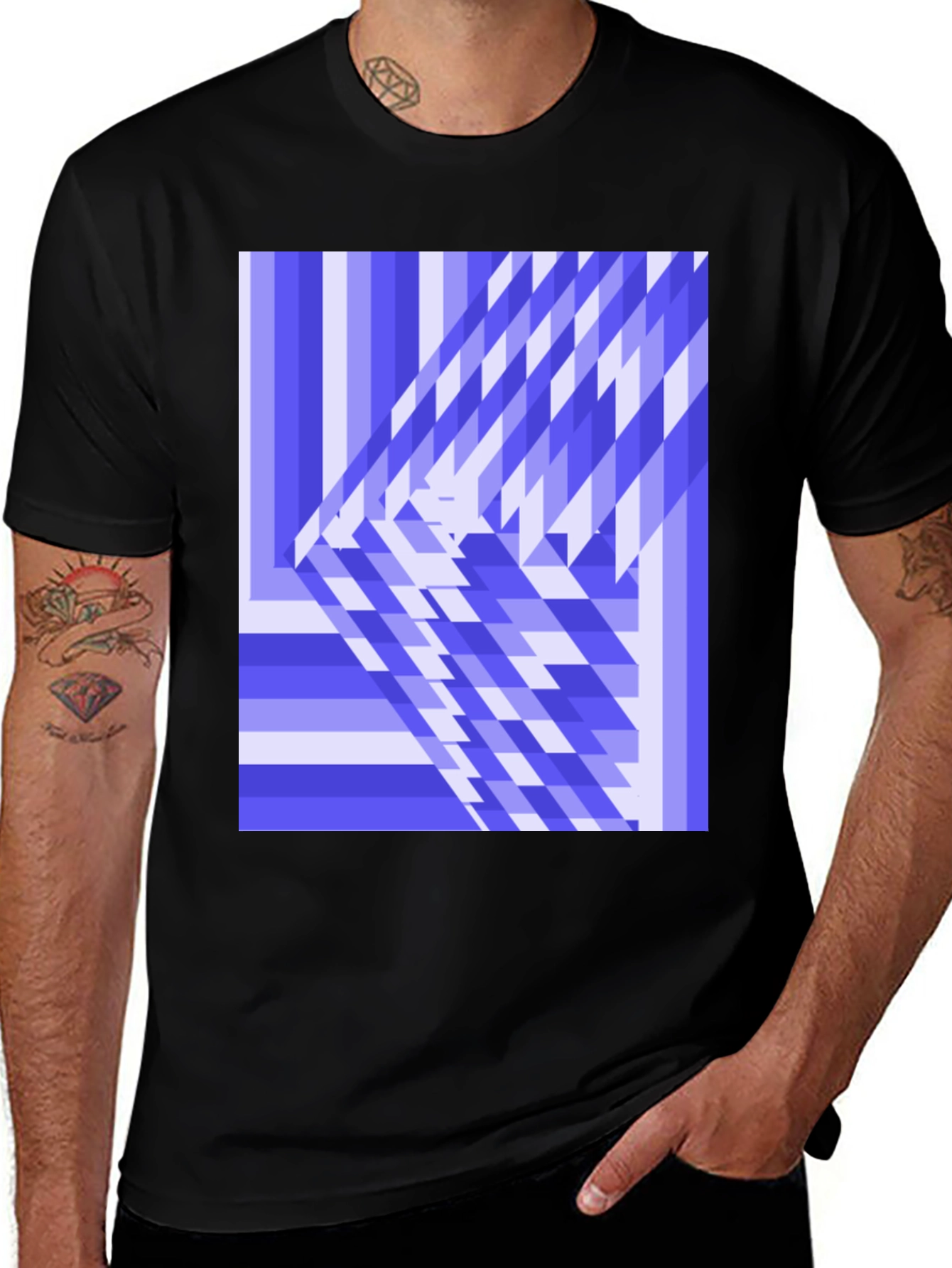 Variant 18 of Geometric Blue Pattern Tee - Modern Style