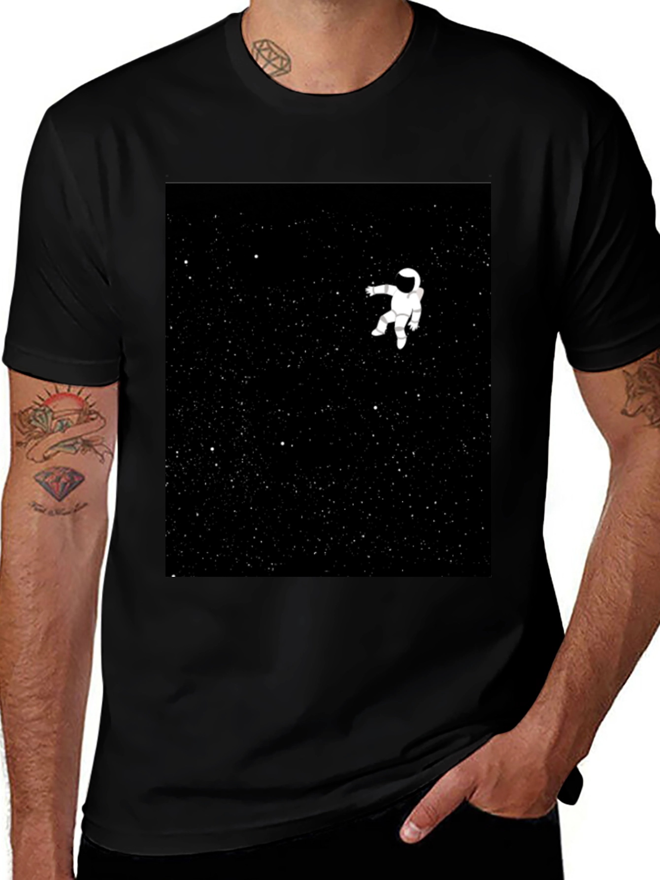 Variant 2 of Astronaut in Space Black T-Shirt