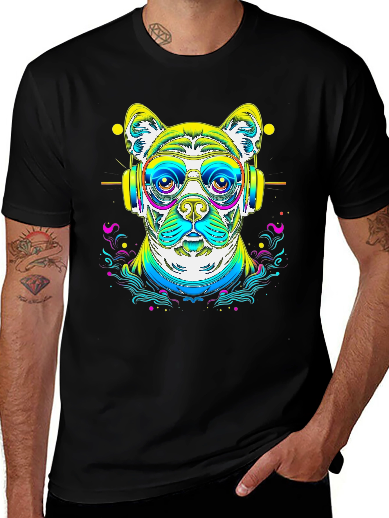 Variant 20 of Neon Dog T-Shirt: Funky Animal Graphic Tee
