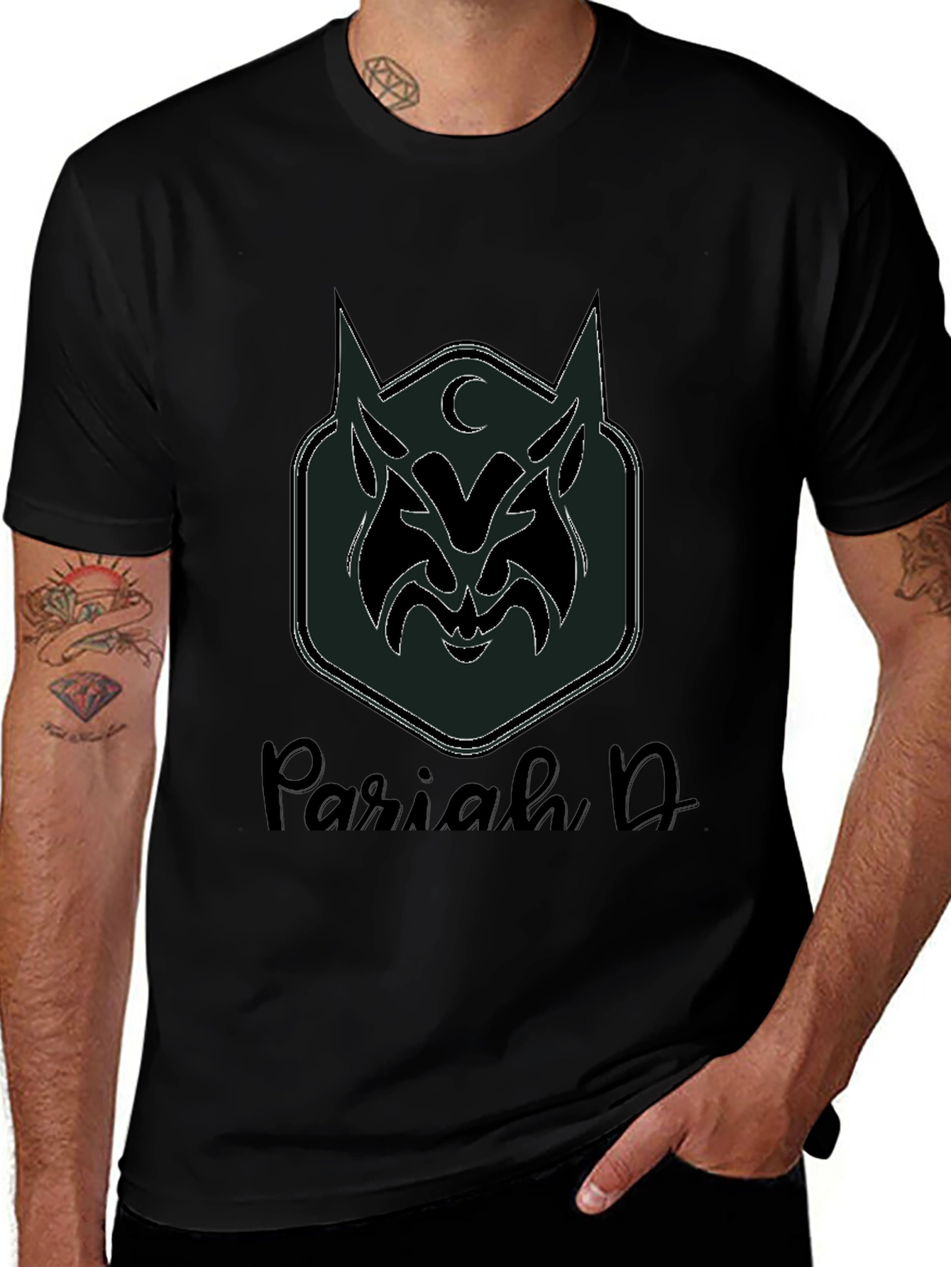 Variant 2 of Pariah D Graphic Tee - Black Cotton Blend Shirt