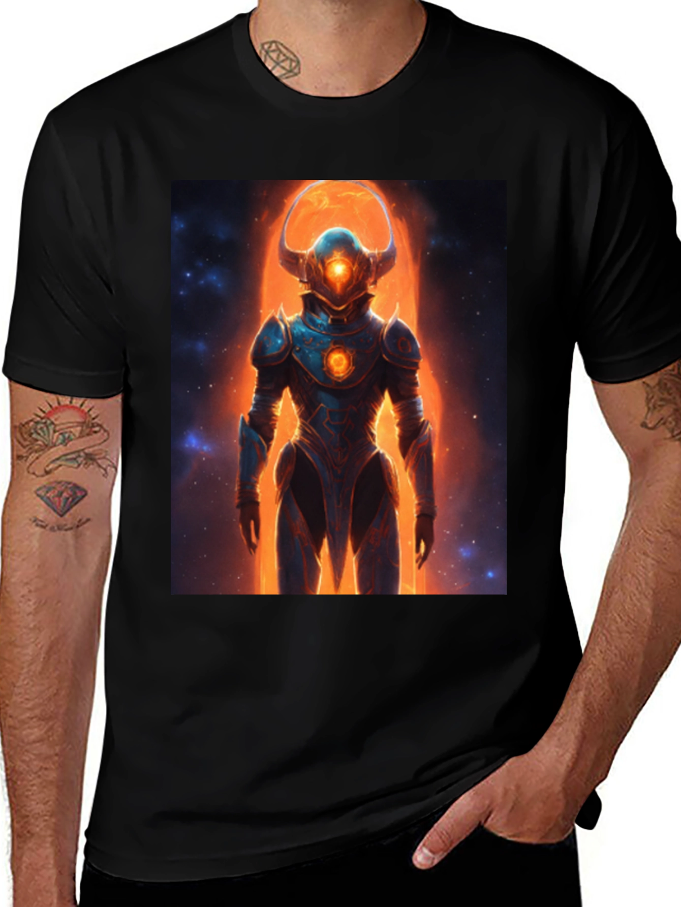 Variant 10 of Sci-Fi Warrior Graphic Tee - Men's Black T-Shirt