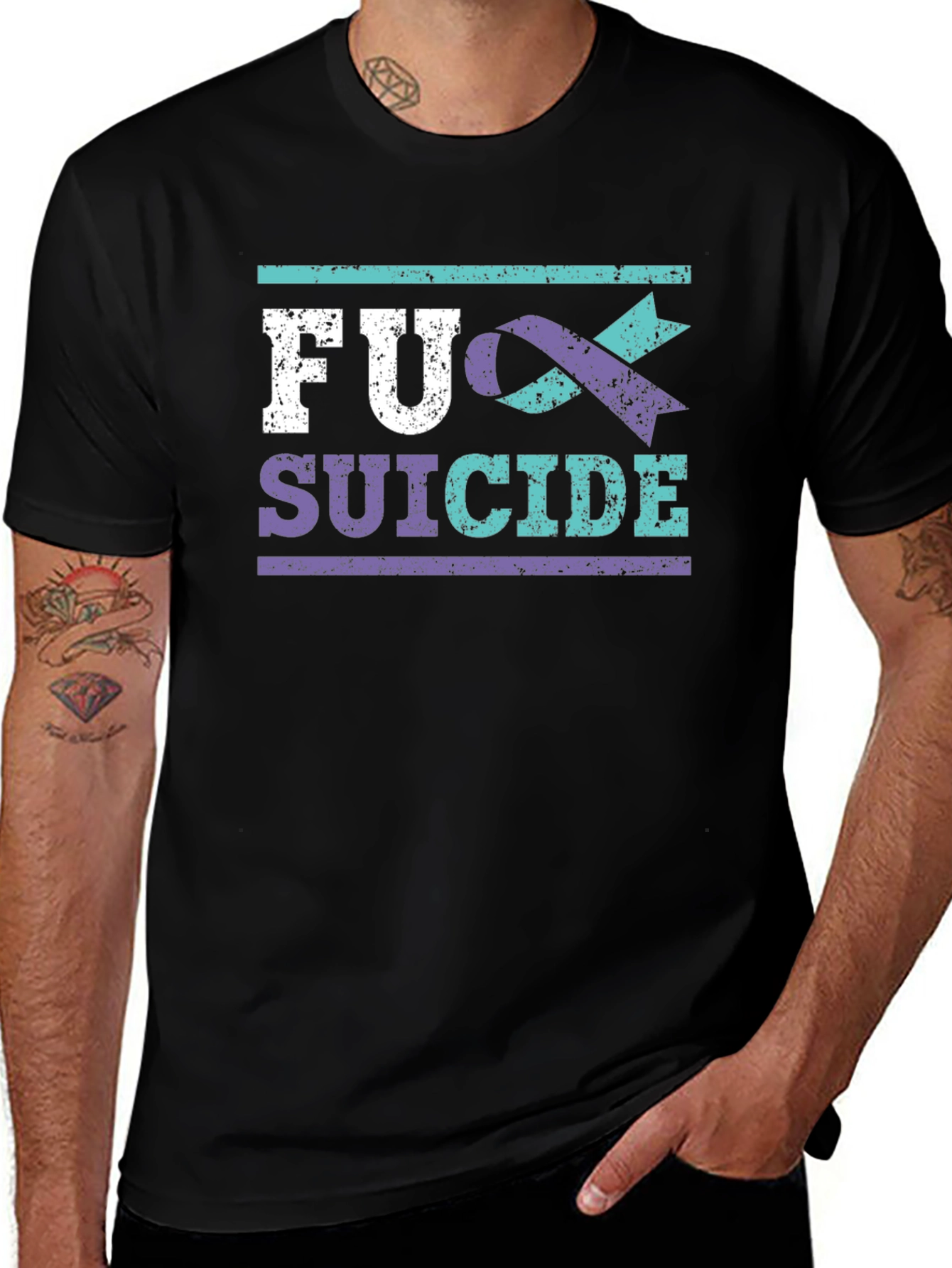 Variant 22 of FU Suicide Awareness Ribbon Graphic T-Shirt