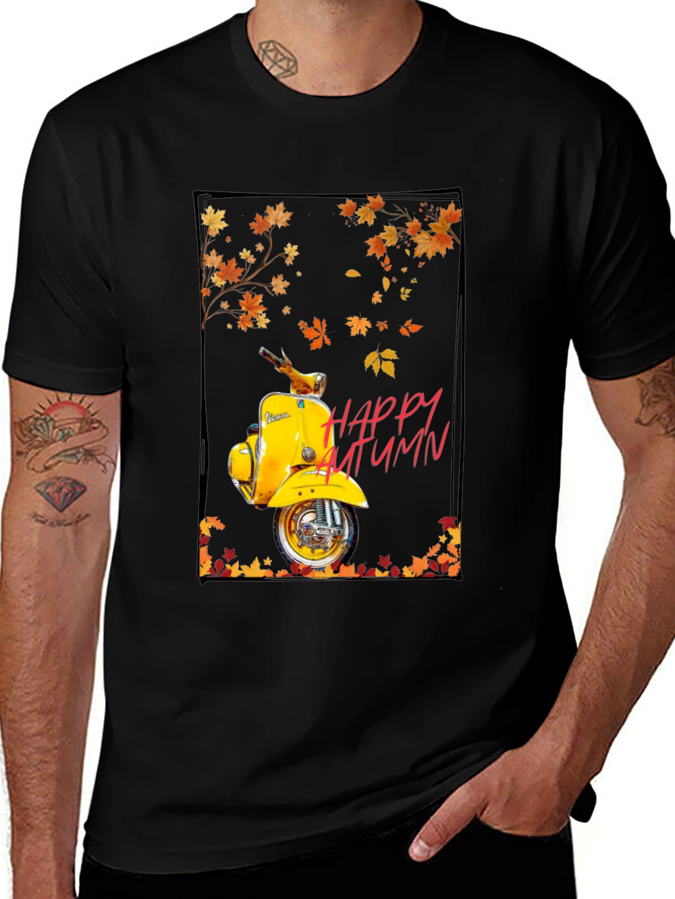 Variant 5 of Happy Autumn Scooter T-Shirt - Stylish Fall Apparel