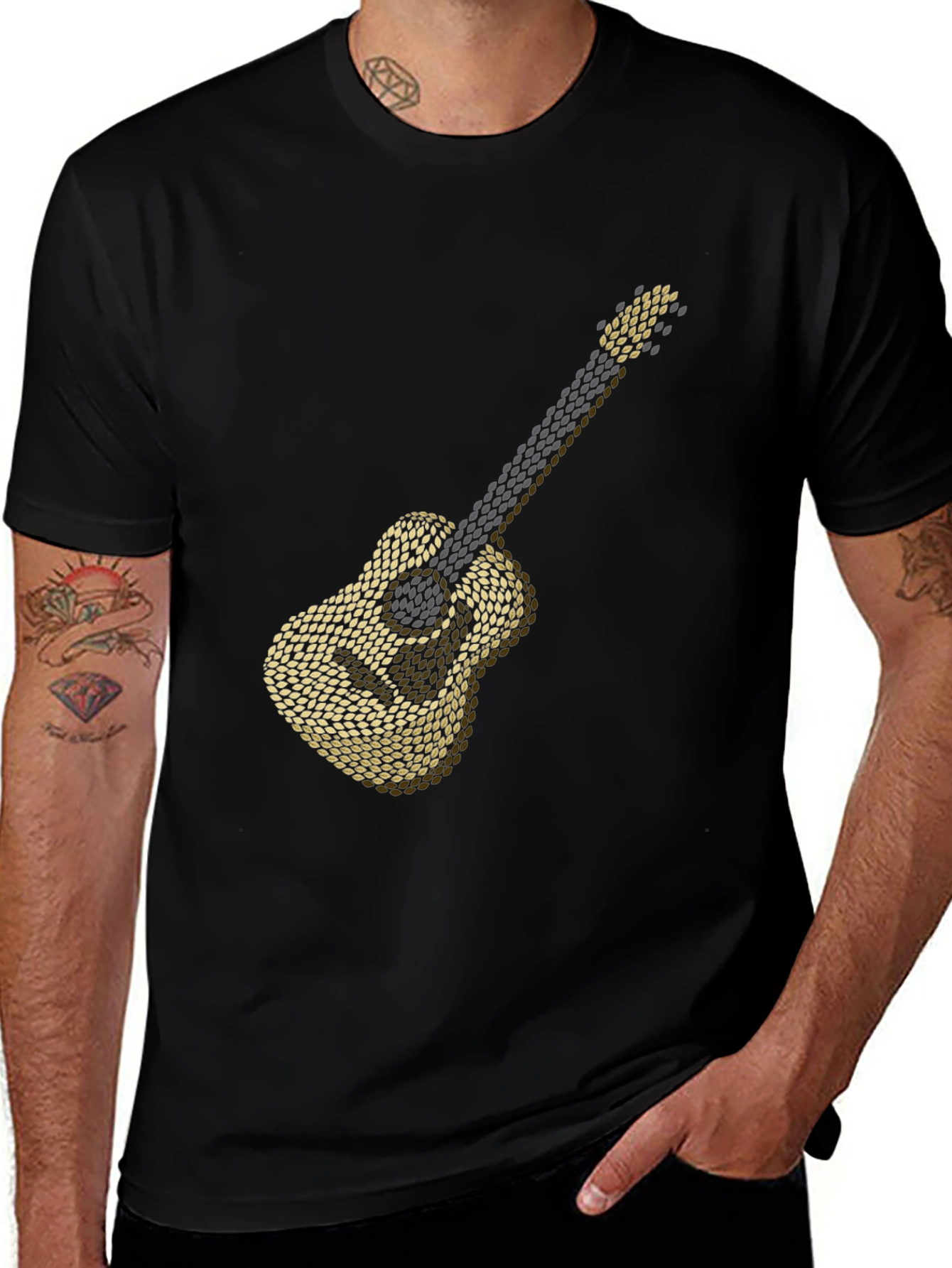Variant 28 of Abstract Acoustic Guitar Black T-Shirt