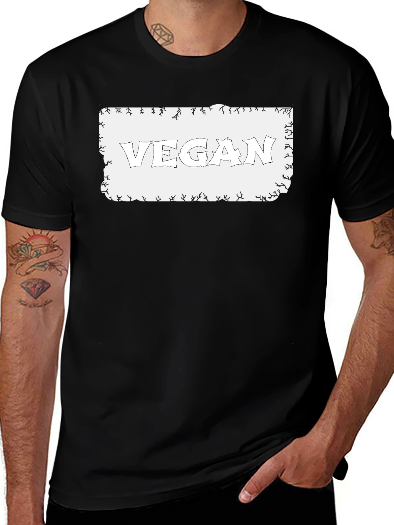 Variant 15 of Vegan Graphic Tee - Black Cotton Casual Shirt
