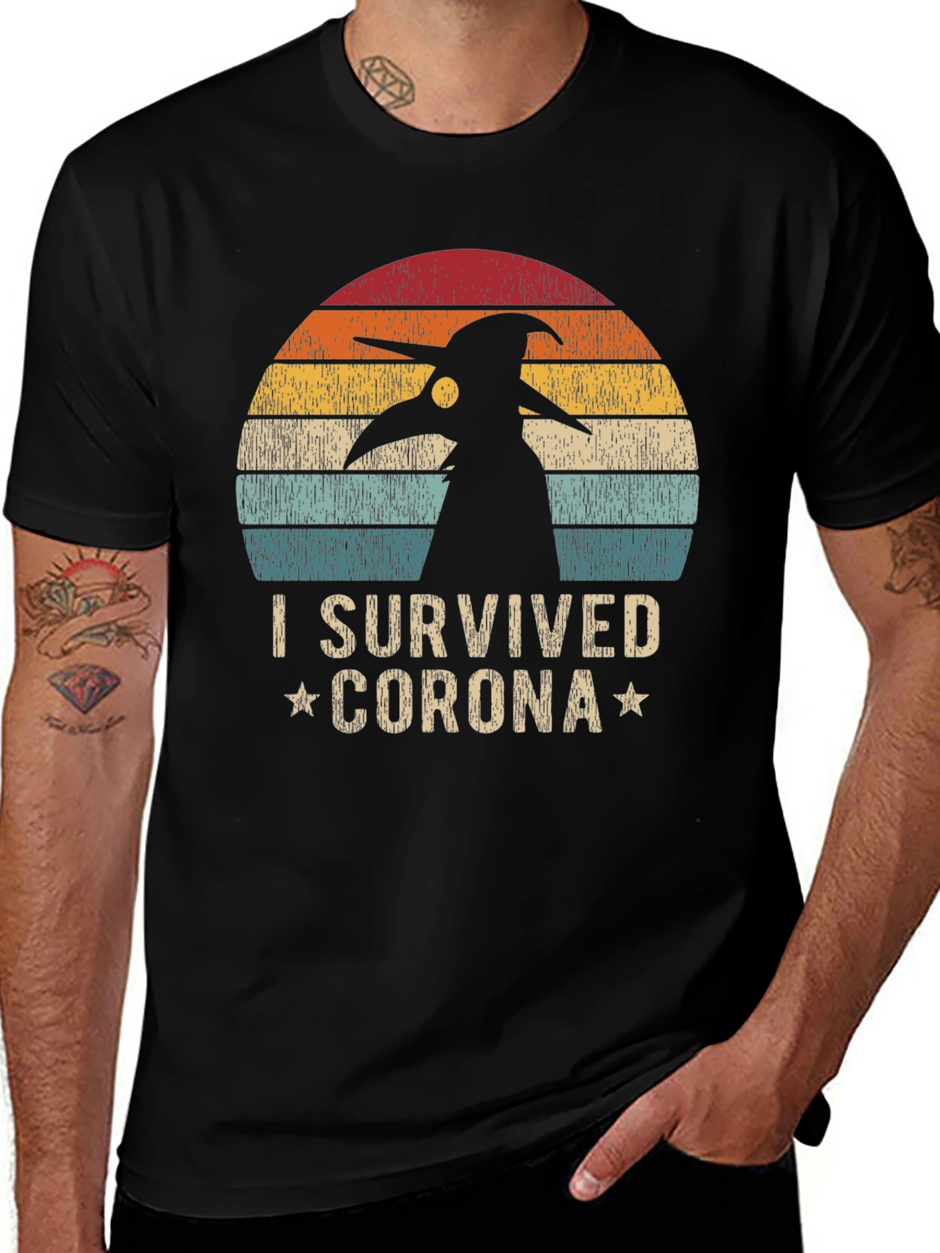 Variant 25 of I Survived Corona Plague Doctor Retro T-Shirt