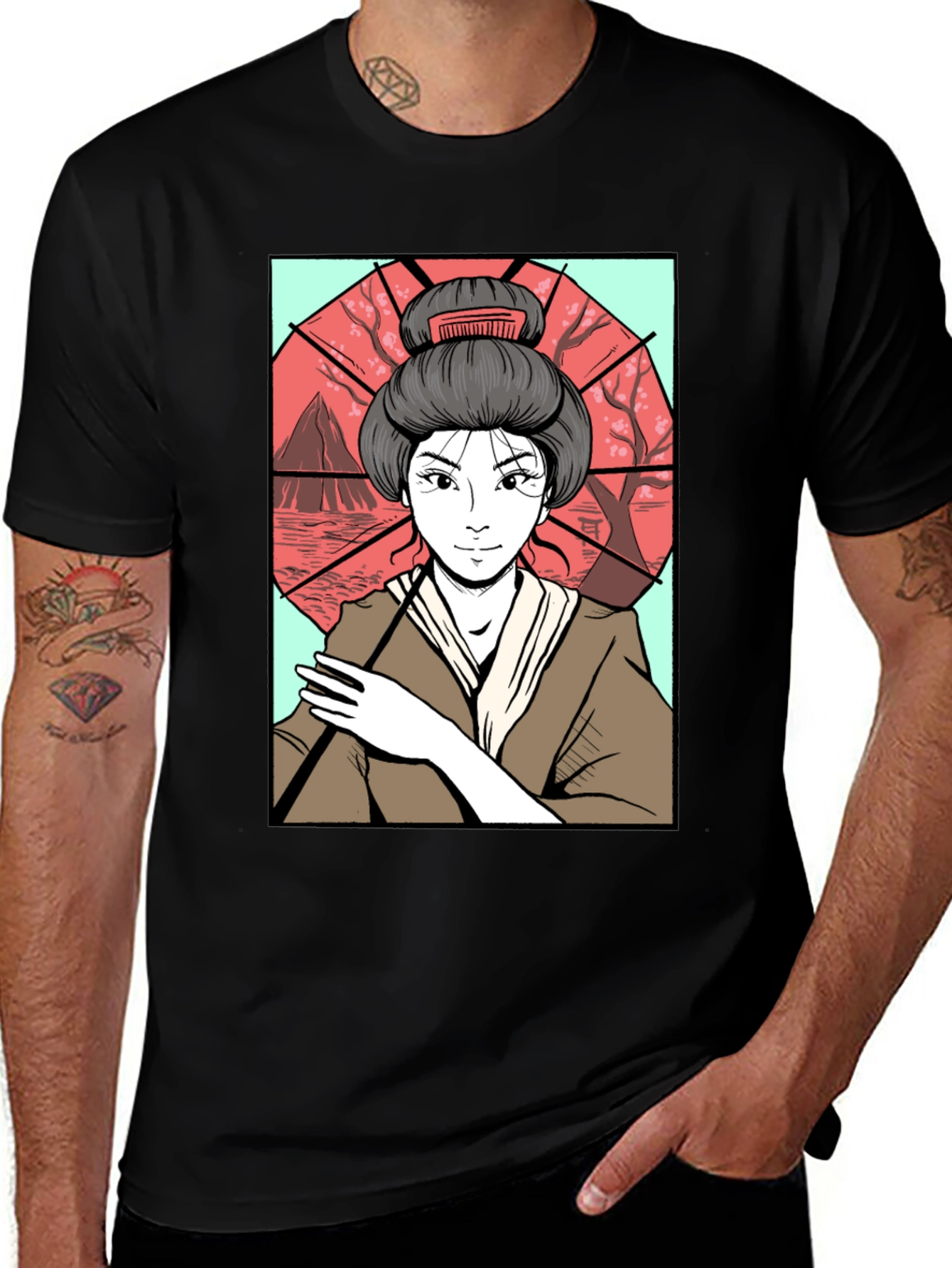 Variant 20 of Geisha Art T-Shirt - Graphic Tee for Men