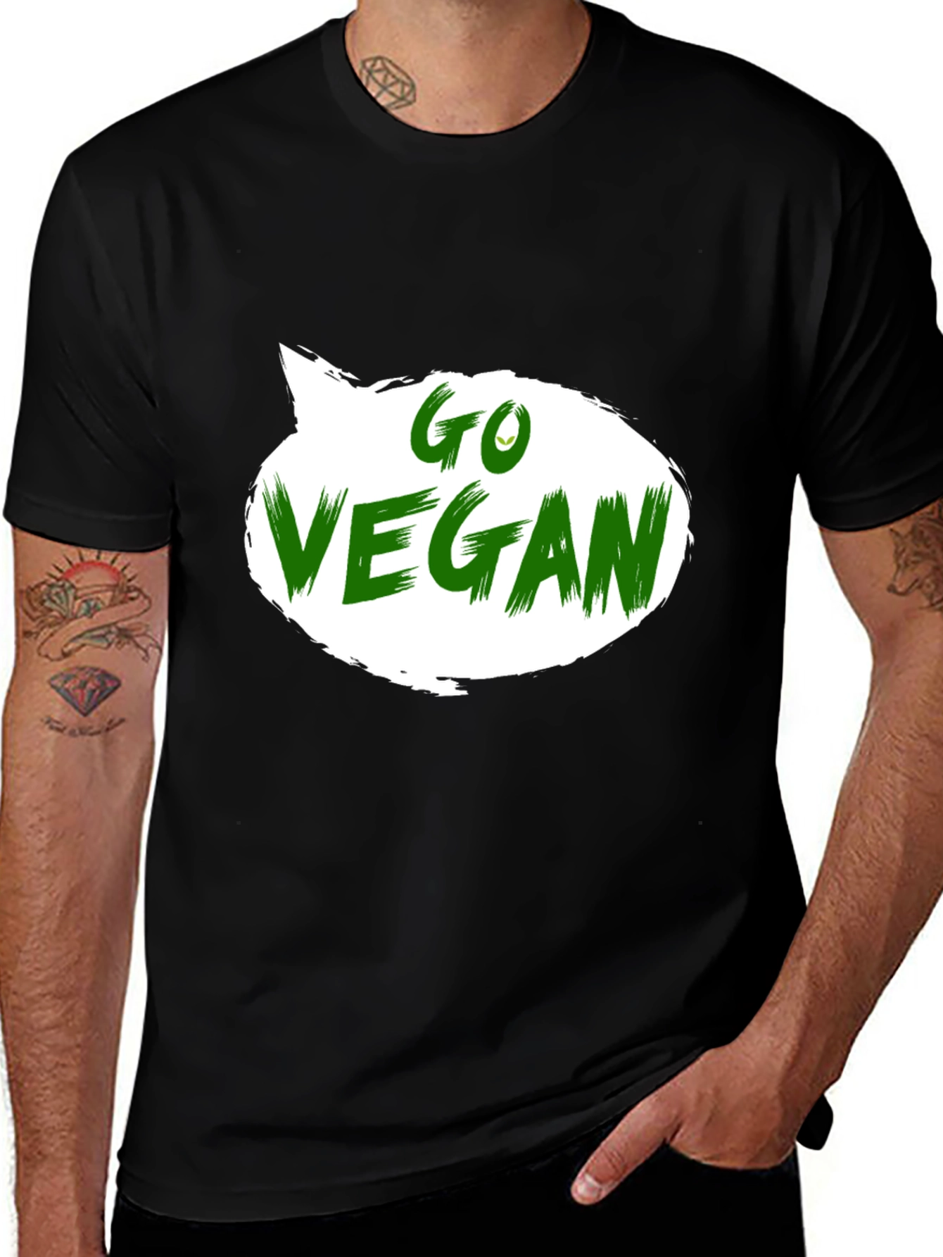 Variant 11 of Go Vegan Black T-Shirt
