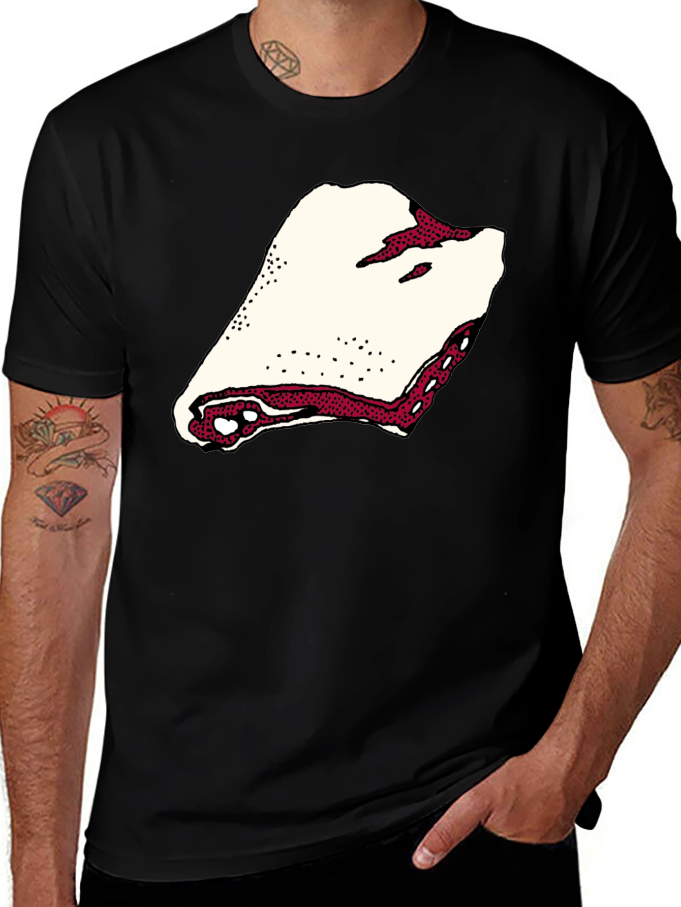 Variant 8 of Humorous Meat Cut Print Black T-Shirt