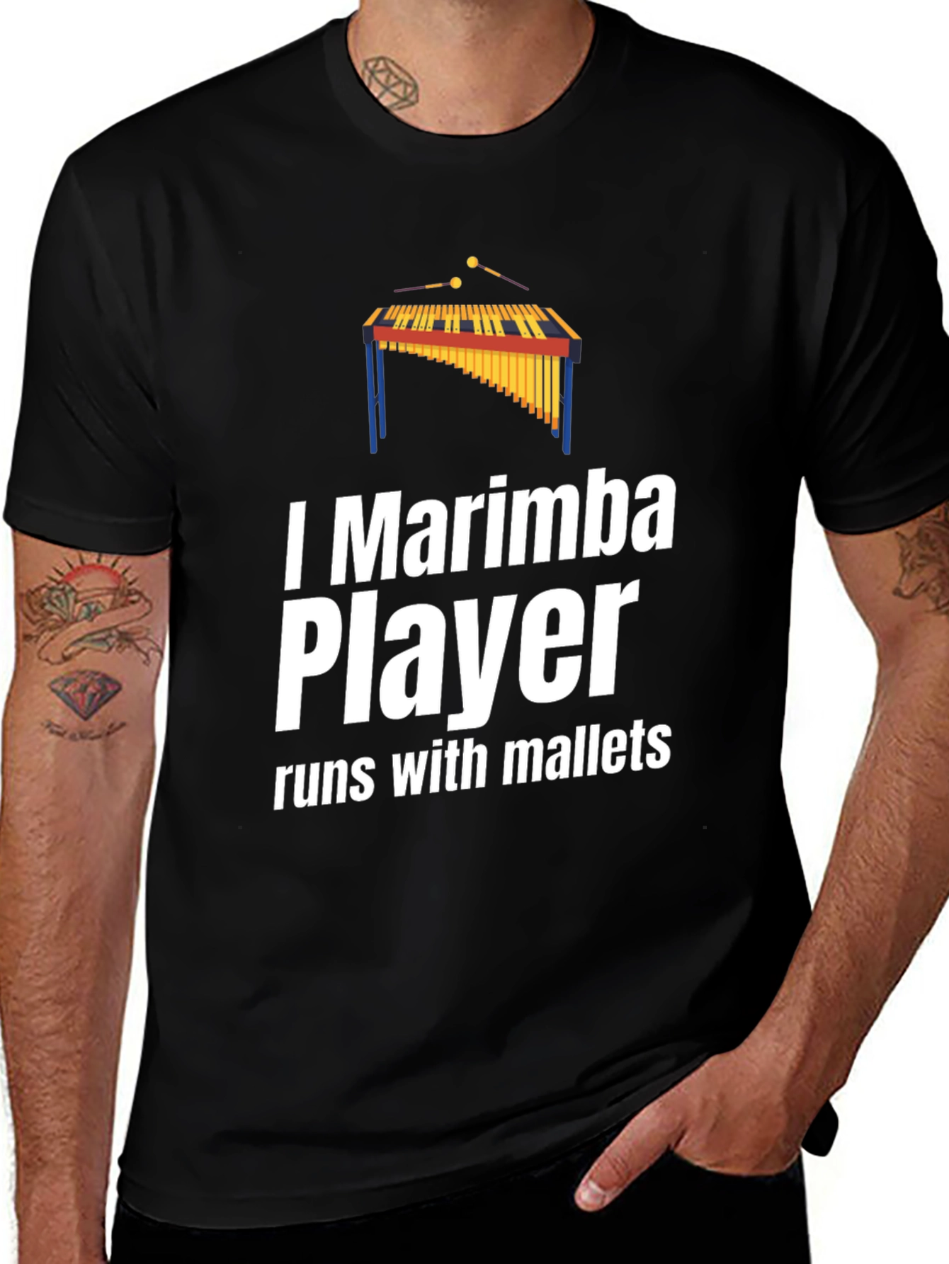 Variant 7 of I Marimba Player T-Shirt - Runs With Mallets
