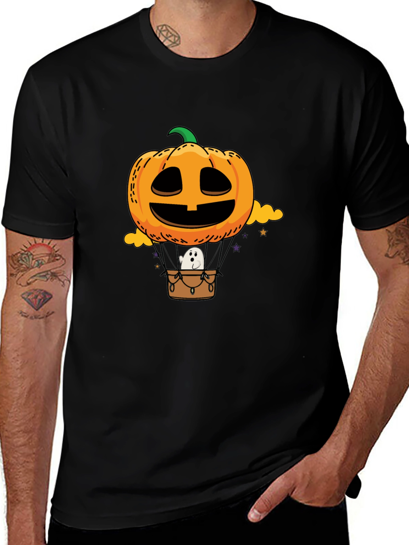 Halloween Pumpkin Ghost Hot Air Balloon T-Shirt