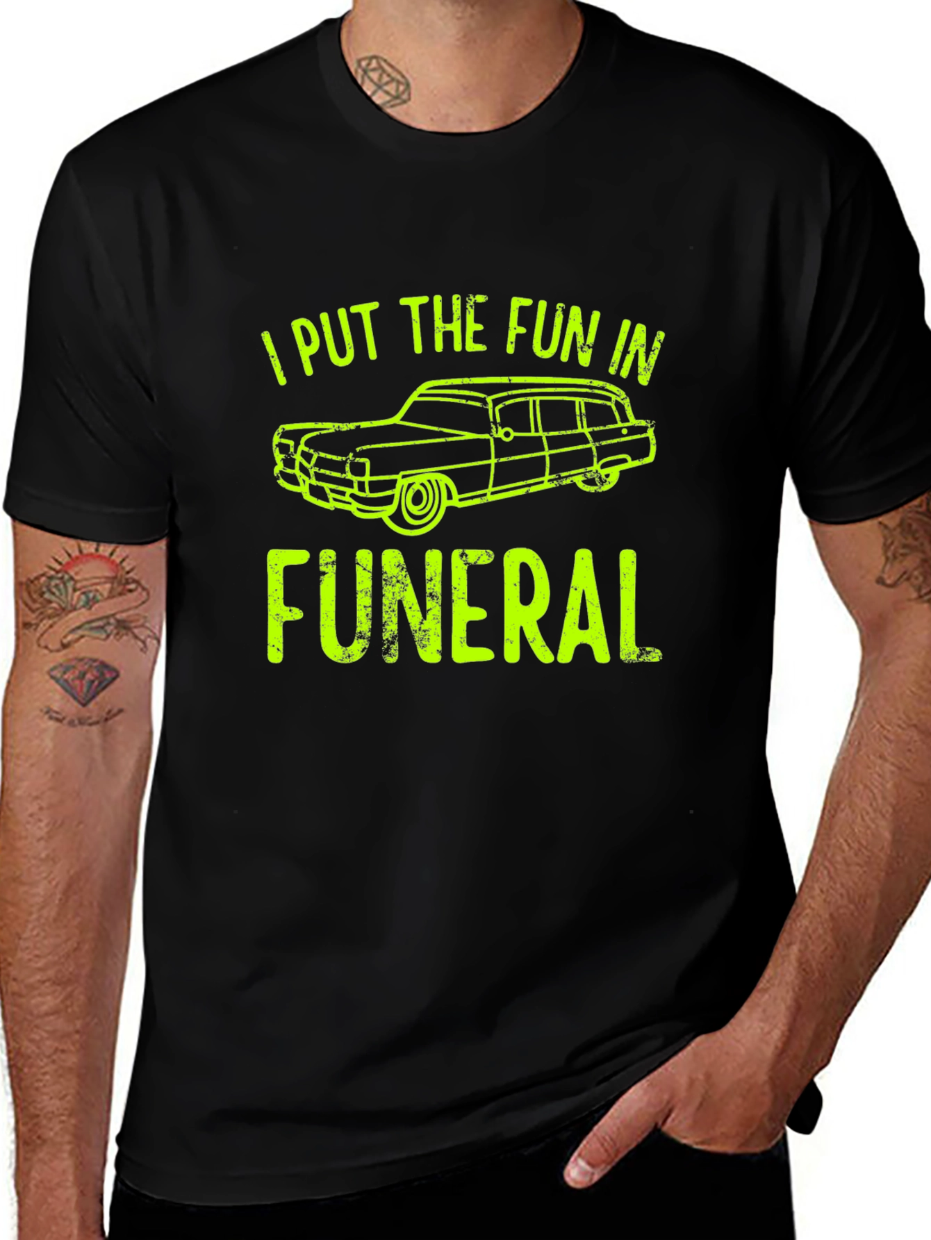Variant 30 of I Put The Fun in Funeral T-Shirt - Hearse Graphic