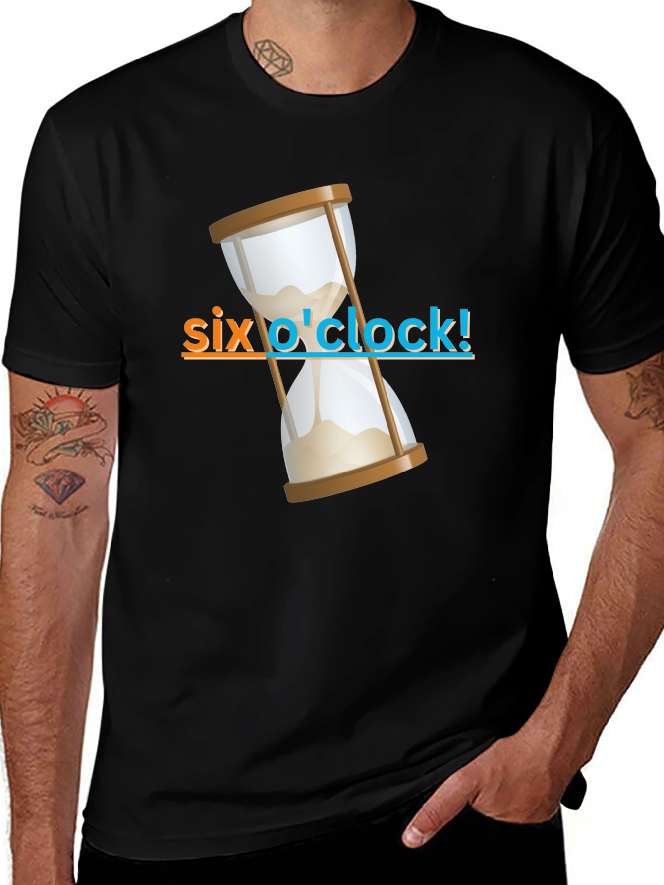 Variant 23 of Six O'Clock Sand Timer Graphic Tee - Black
