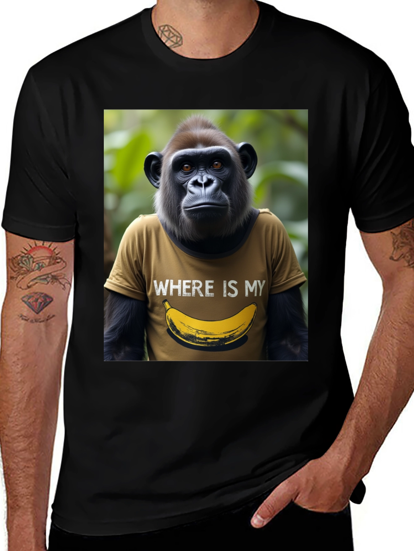 Variant 25 of Gorilla Banana T-Shirt - Humorous Animal Graphic Tee
