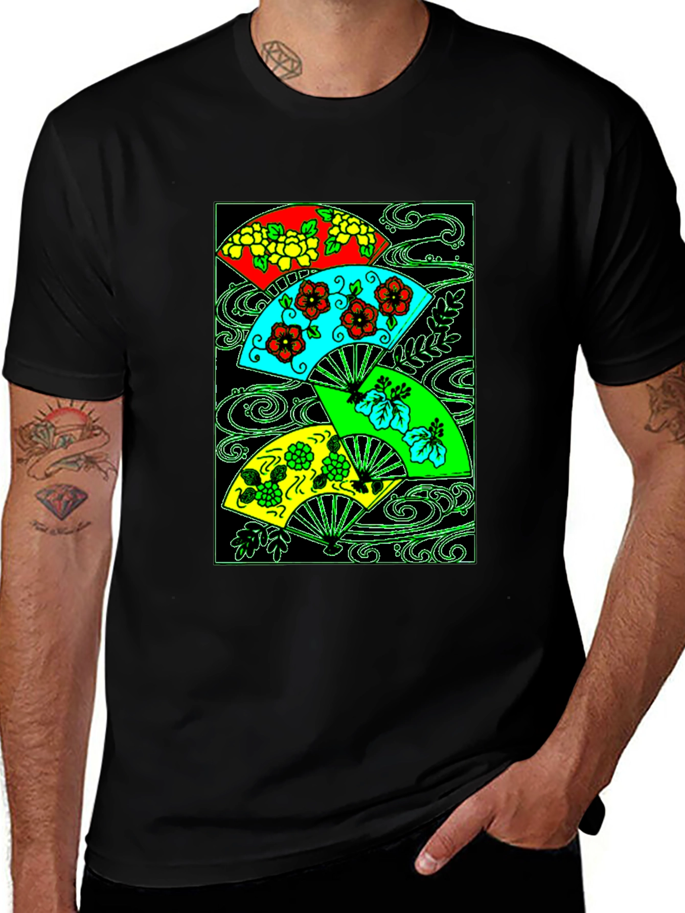 Variant 22 of Floral Fan T-Shirt - Unique Artistic Design