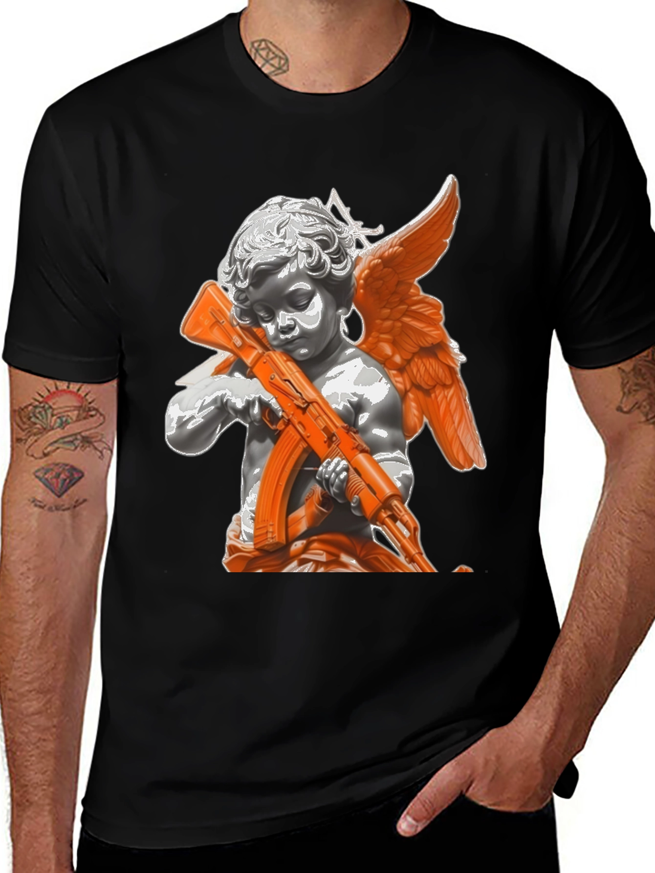 Variant 19 of Angel with AK-47 Graphic T-Shirt