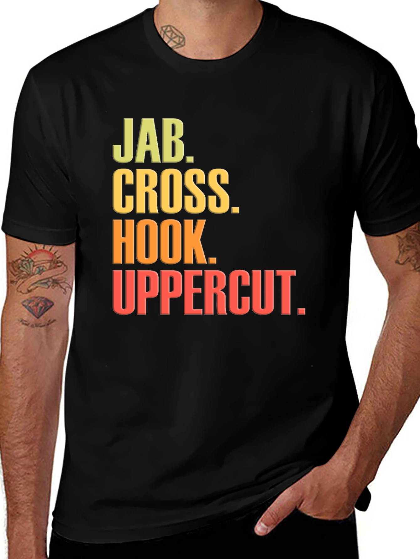 Variant 7 of Boxing Moves Black T-Shirt - Jab Cross Hook Uppercut