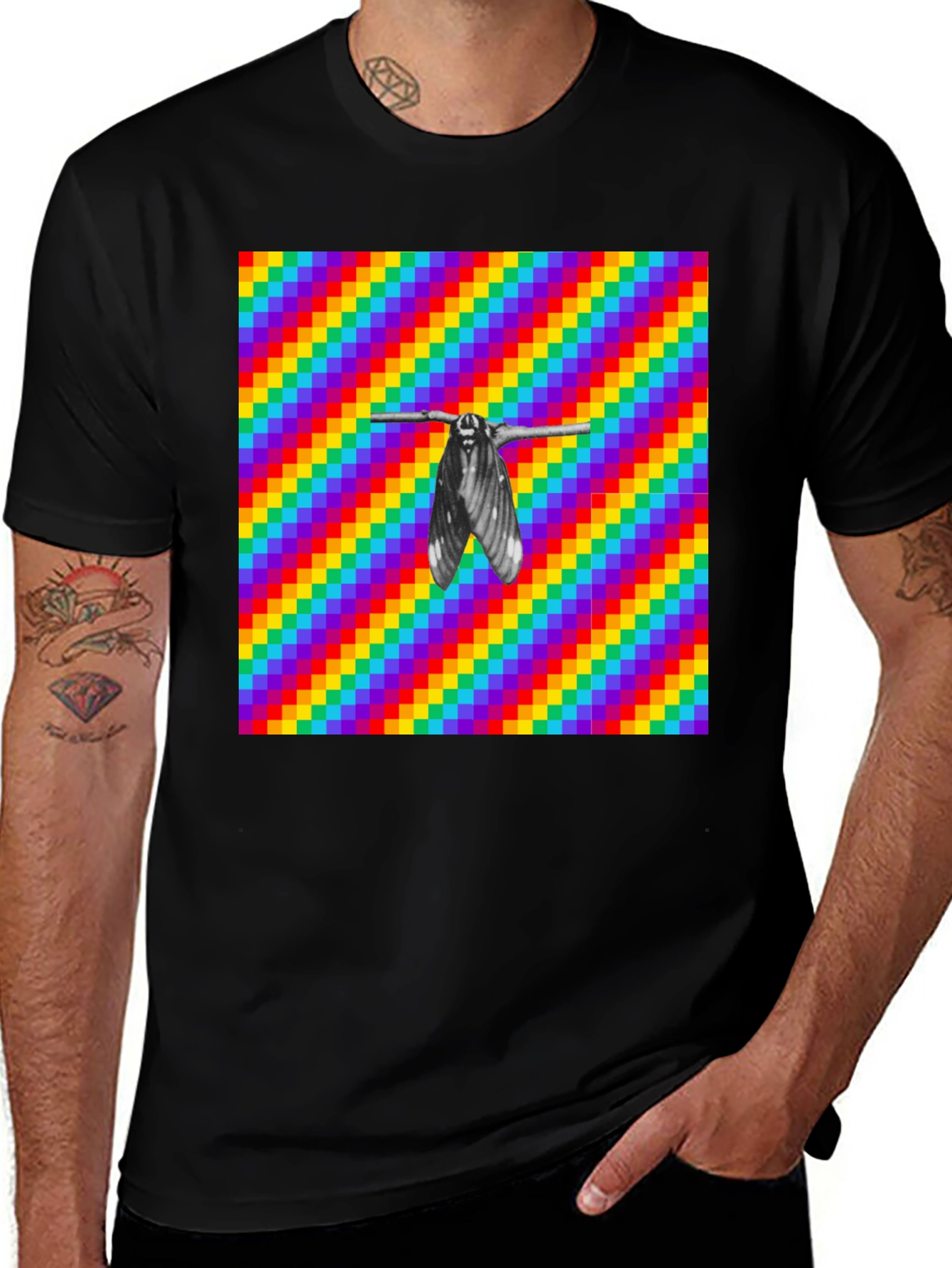 Variant 16 of Rainbow Moth Graphic Tee - Bold & Unique