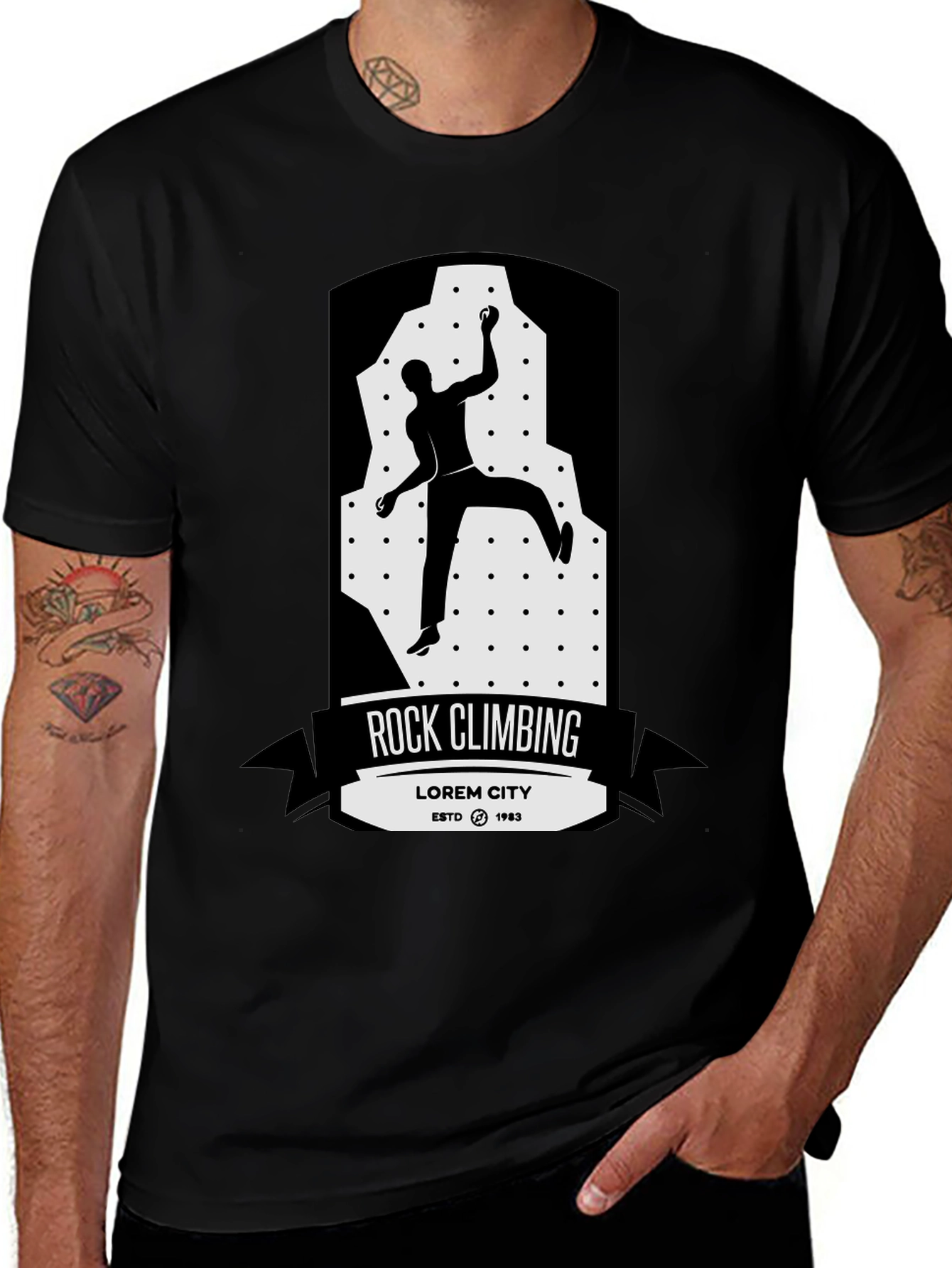 Variant 9 of Rock Climbing Graphic Tee - Black Cotton Casual Shirt