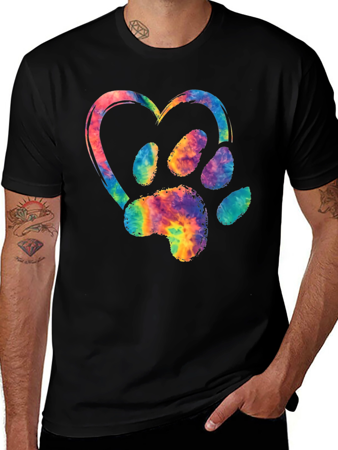 Variant 18 of Tie-Dye Paw Print Heart Graphic Tee