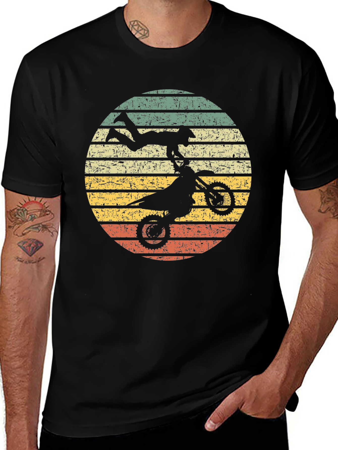 Variant 18 of Motocross Retro Graphic Tee - Black Cotton