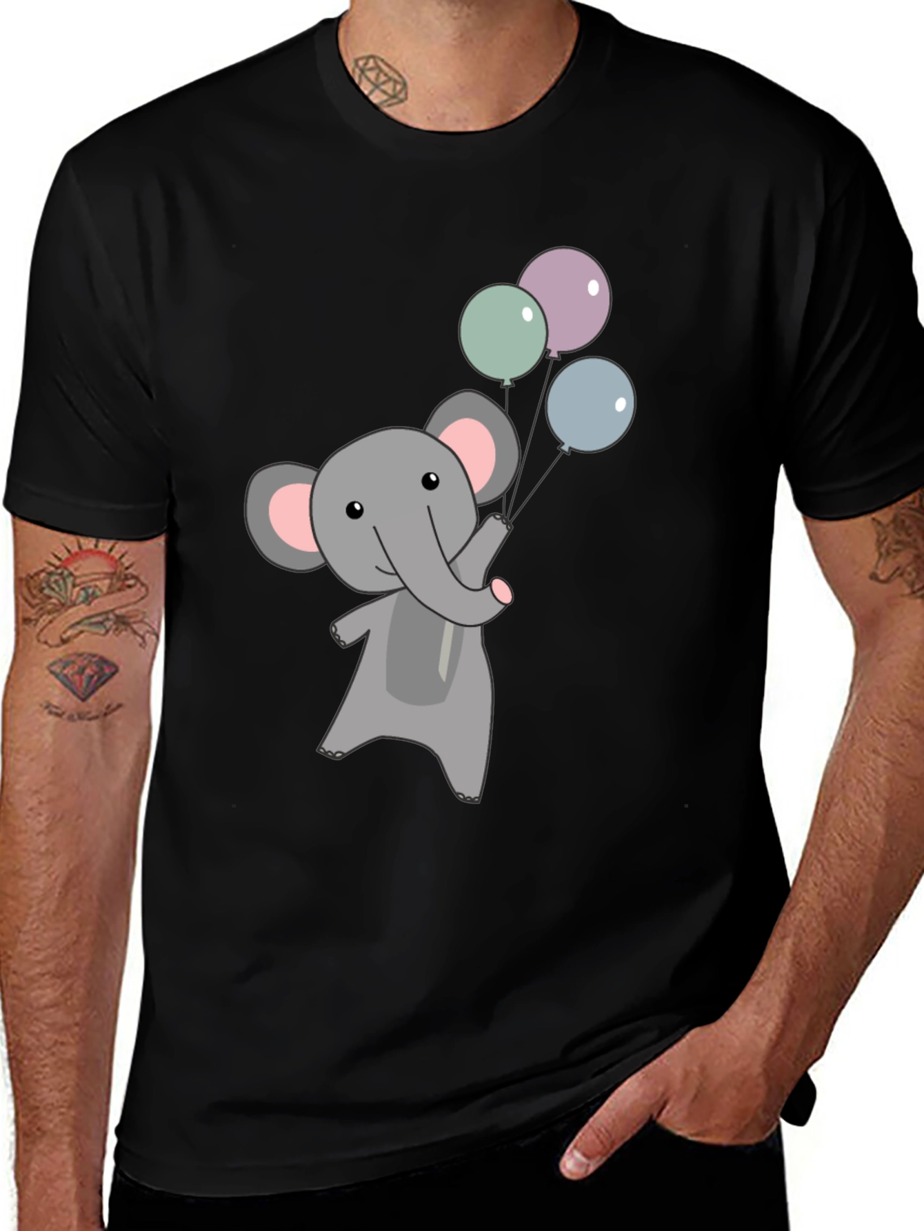 Variant 3 of Elephant with Balloons Graphic Tee