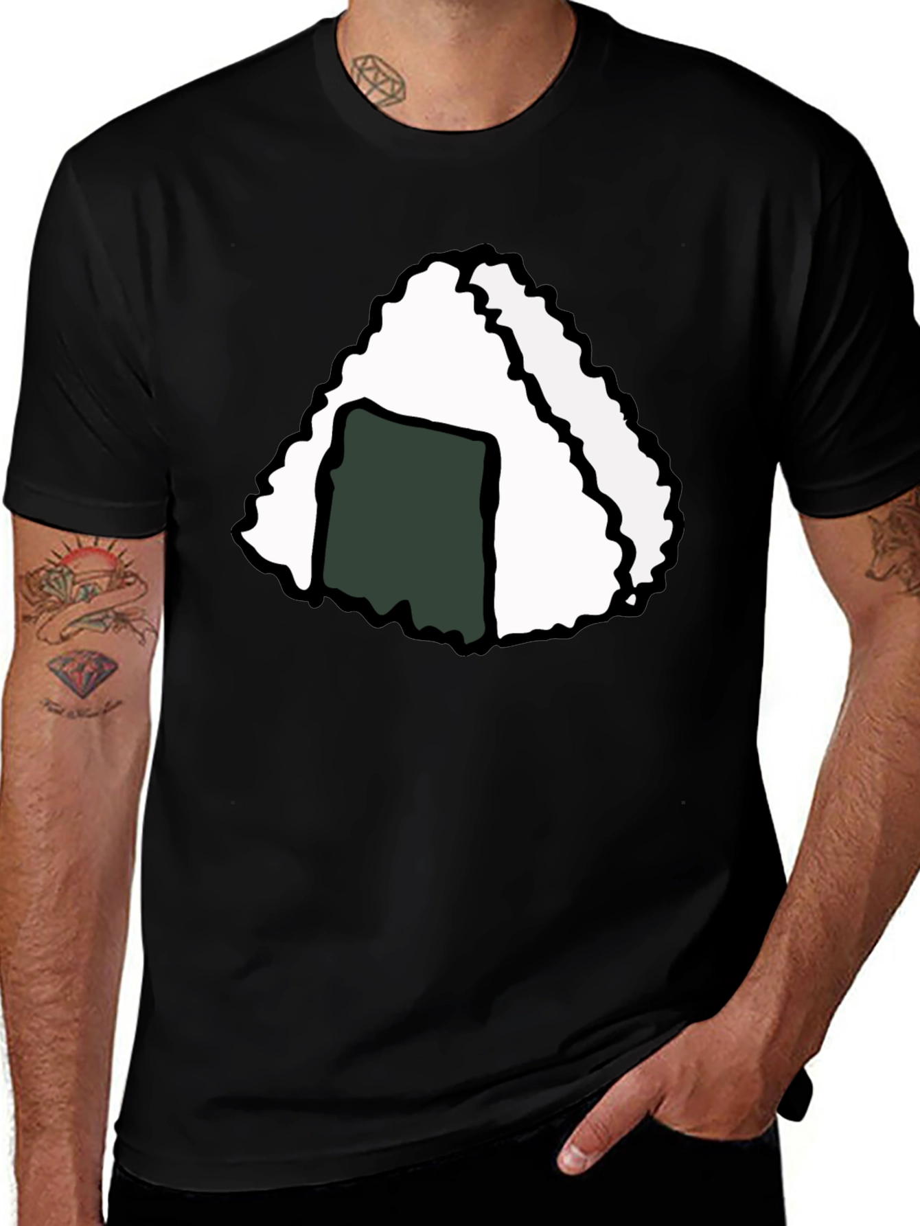 Variant 14 of Onigiri Graphic Tee - Black Cotton T-Shirt