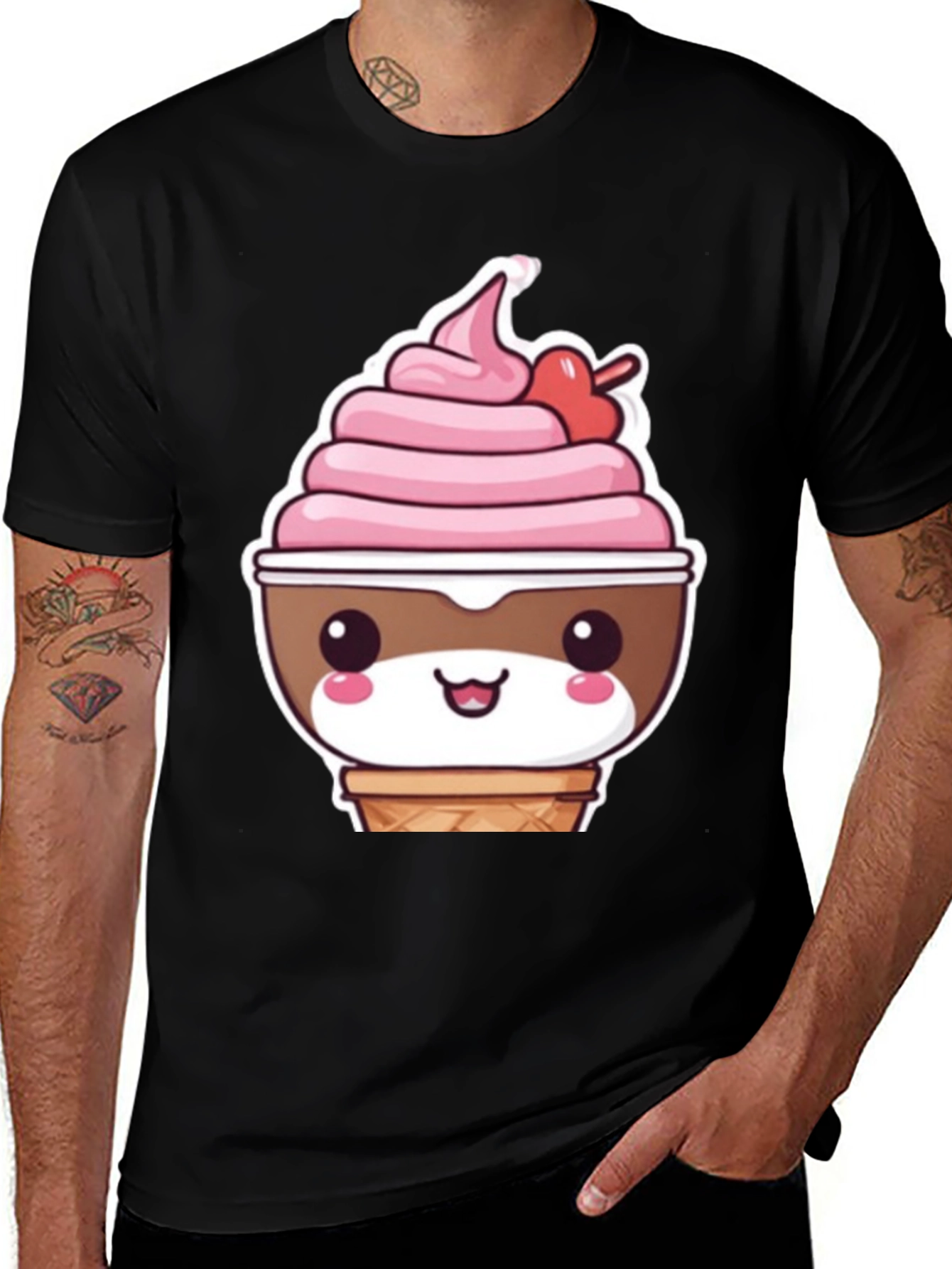 Variant 13 of Kawaii Ice Cream T-Shirt - Cute Cartoon Dessert Tee
