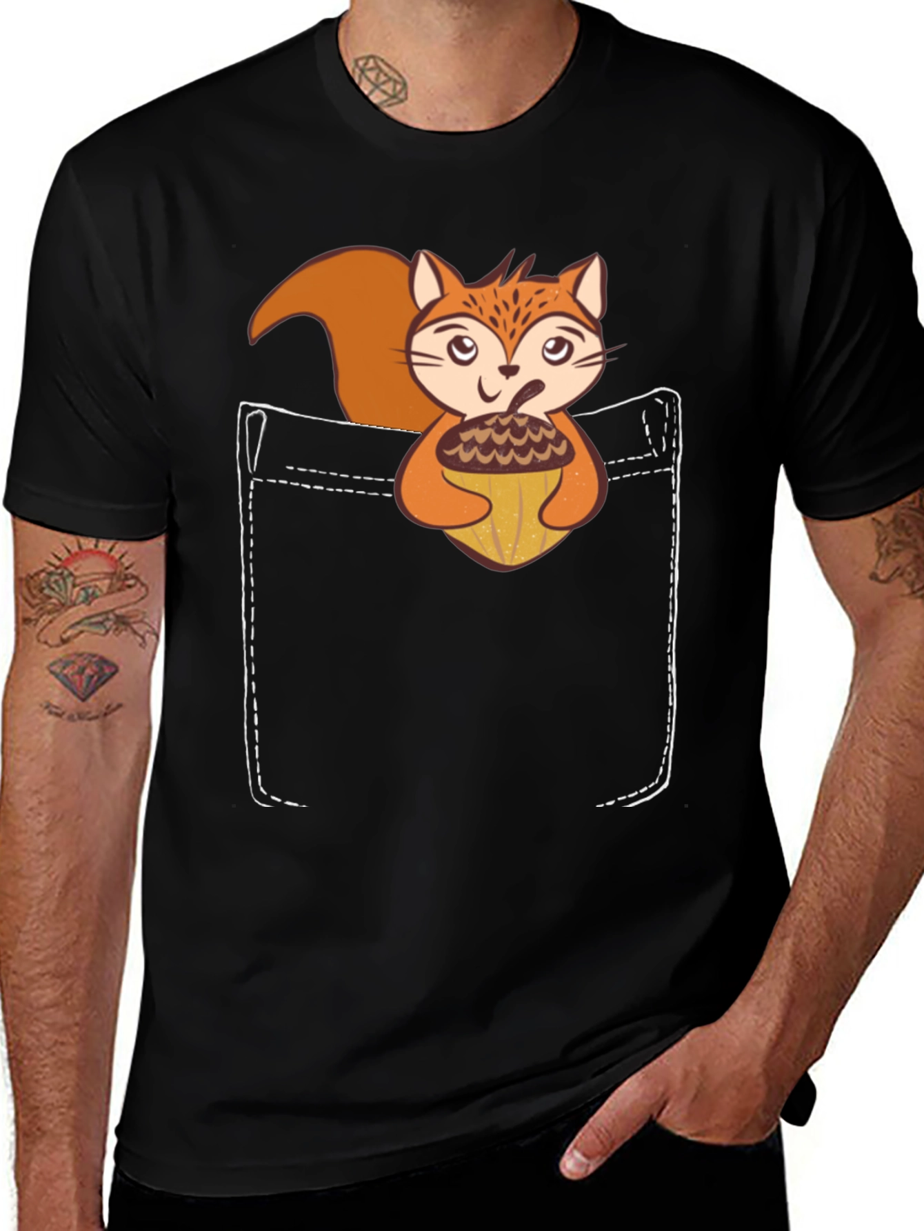 Variant 22 of Squirrel Pocket T-Shirt: Cute Animal Graphic Tee