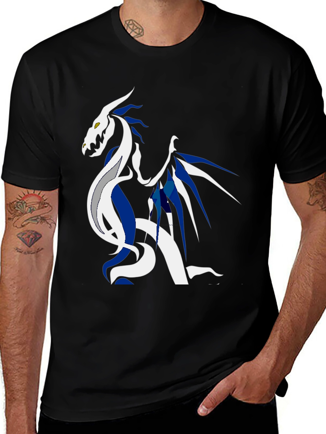 Variant 4 of Dragon Graphic T-Shirt - Men's Black Tee