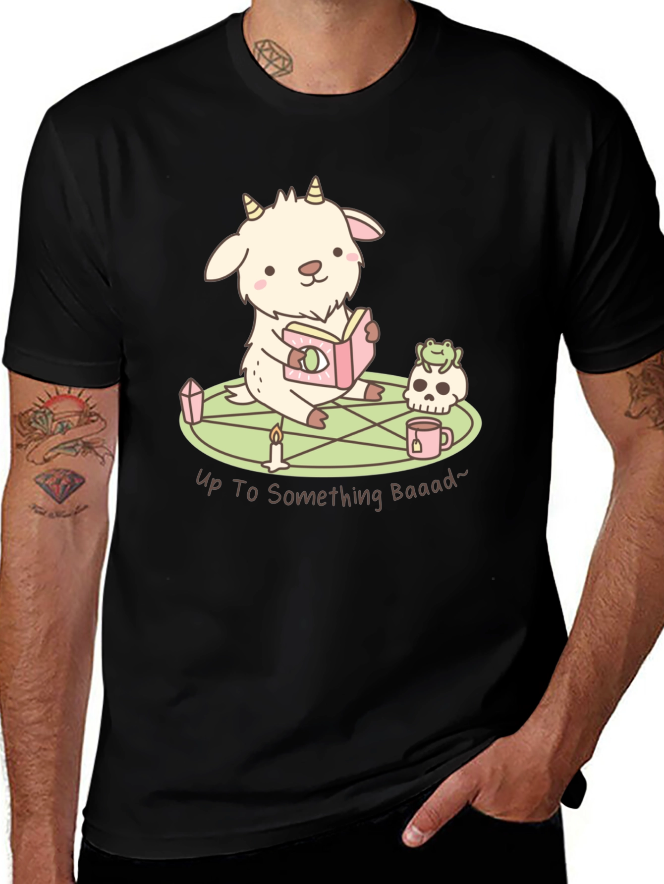 Variant 26 of Cute Goat Reading T-Shirt - Up To Something Baaad