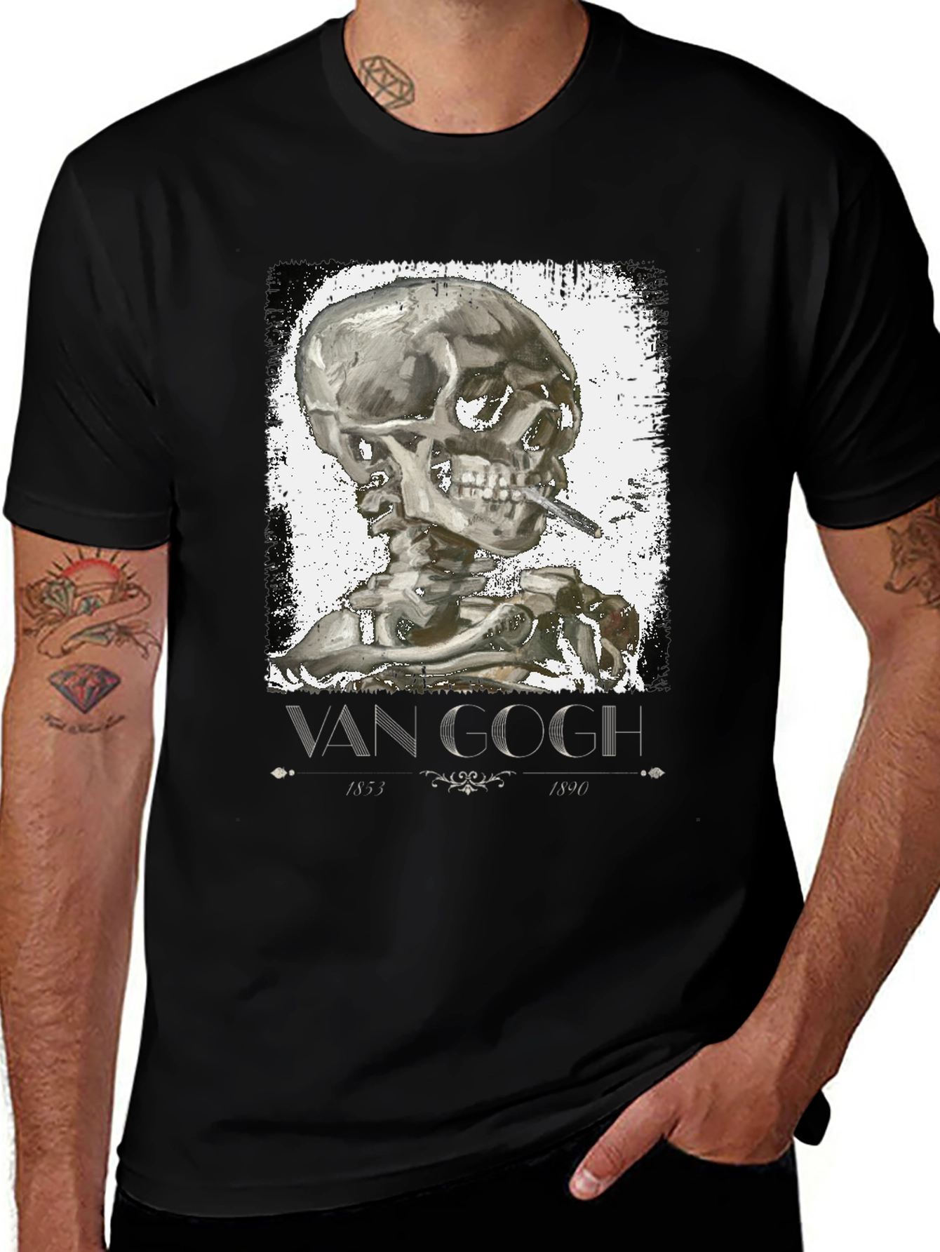 Variant 12 of Van Gogh Skull Graphic Tee - Artistic Design