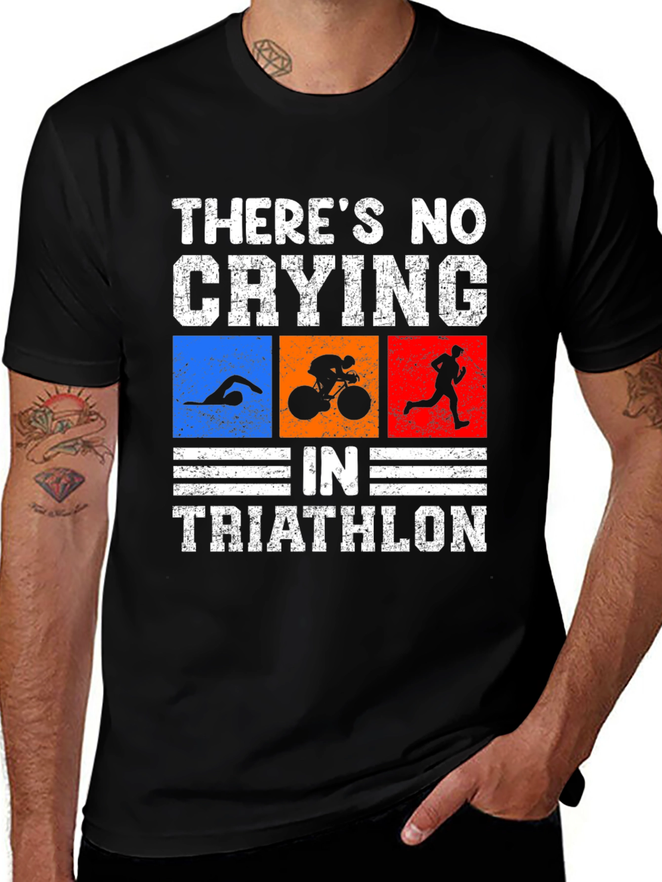 Variant 6 of Triathlon T-Shirt: No Crying Funny Triathlete Tee