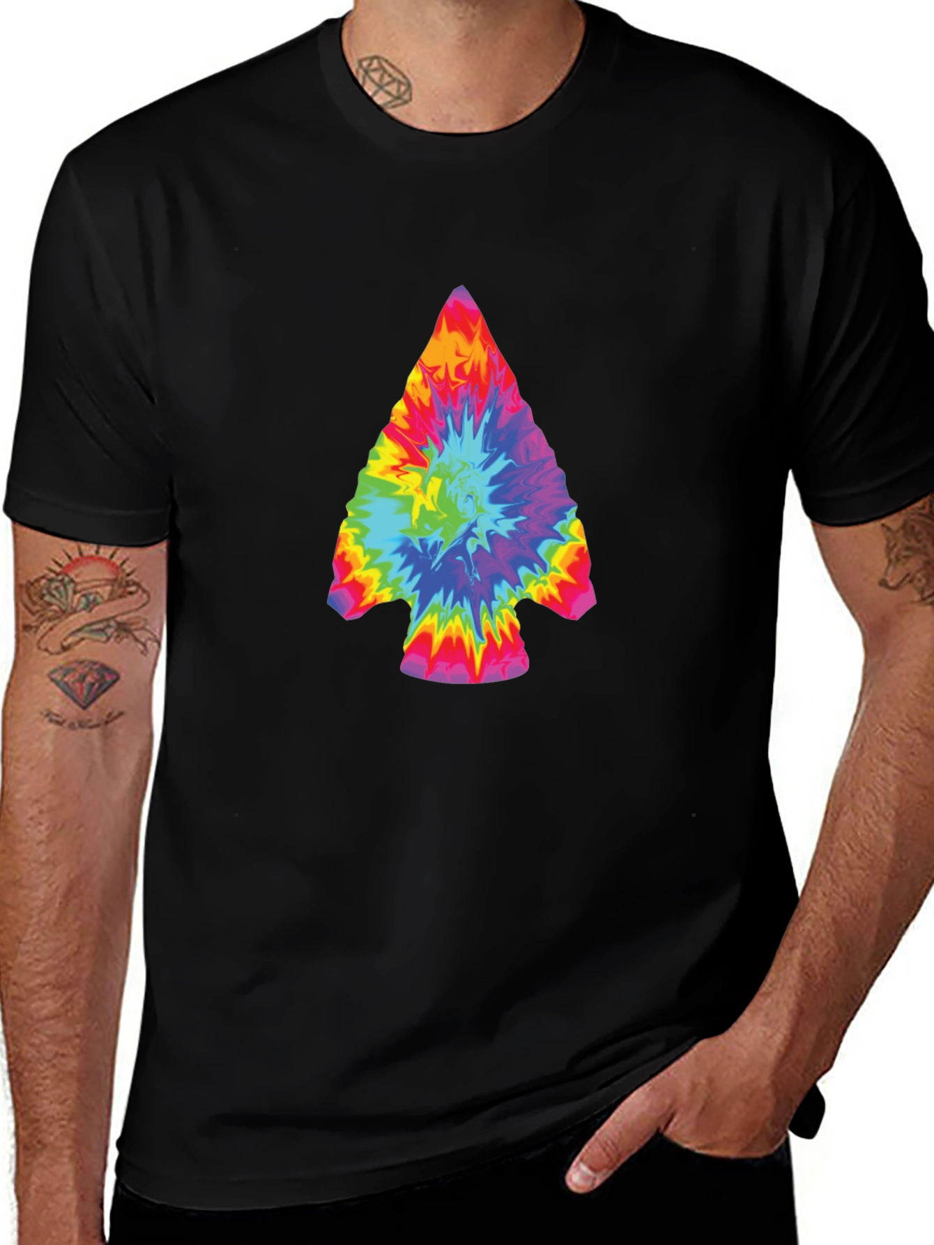 Tie Dye Arrowhead Graphic Tee - Black
