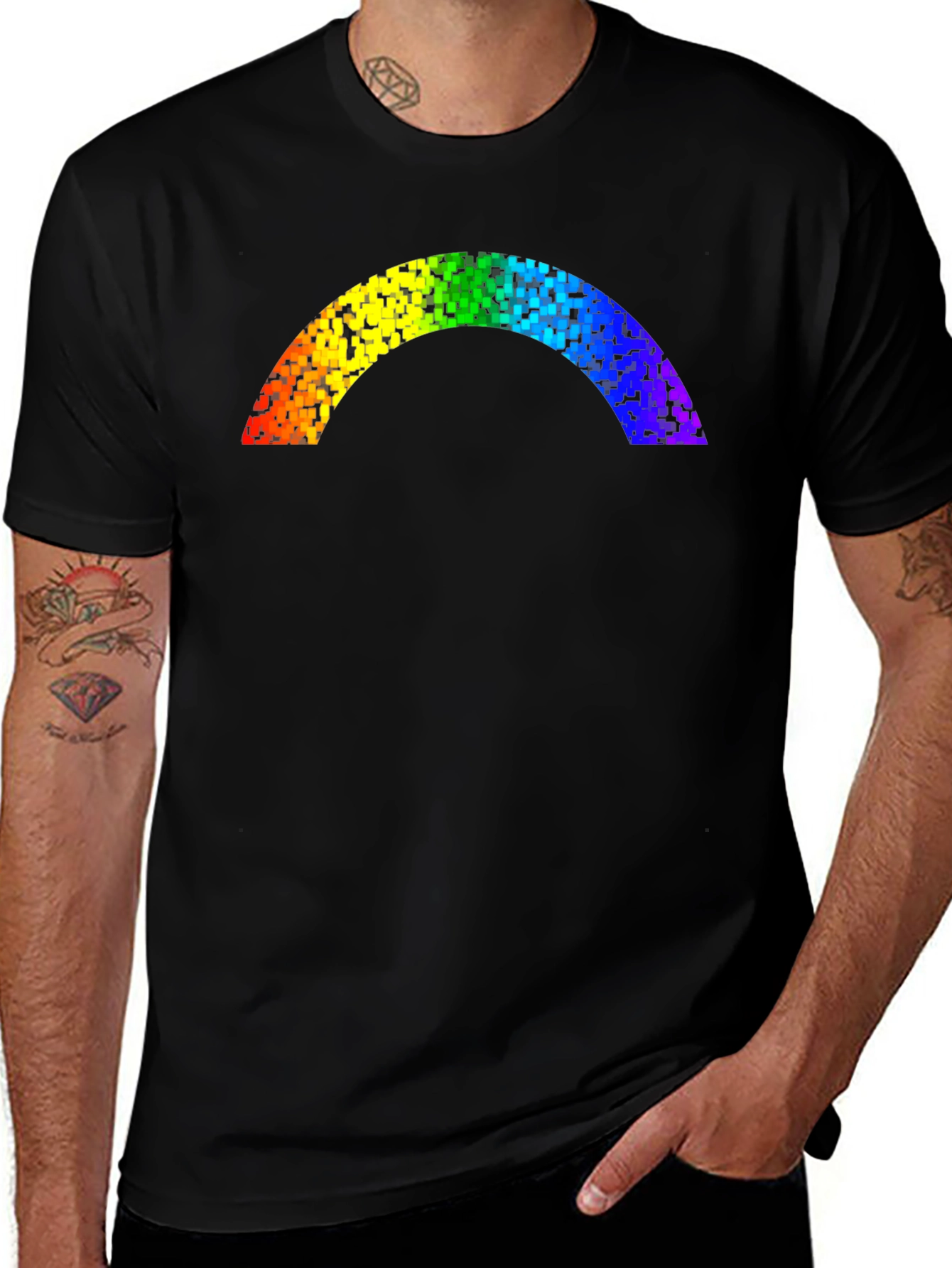 Rainbow Pixel Arch Black T-Shirt