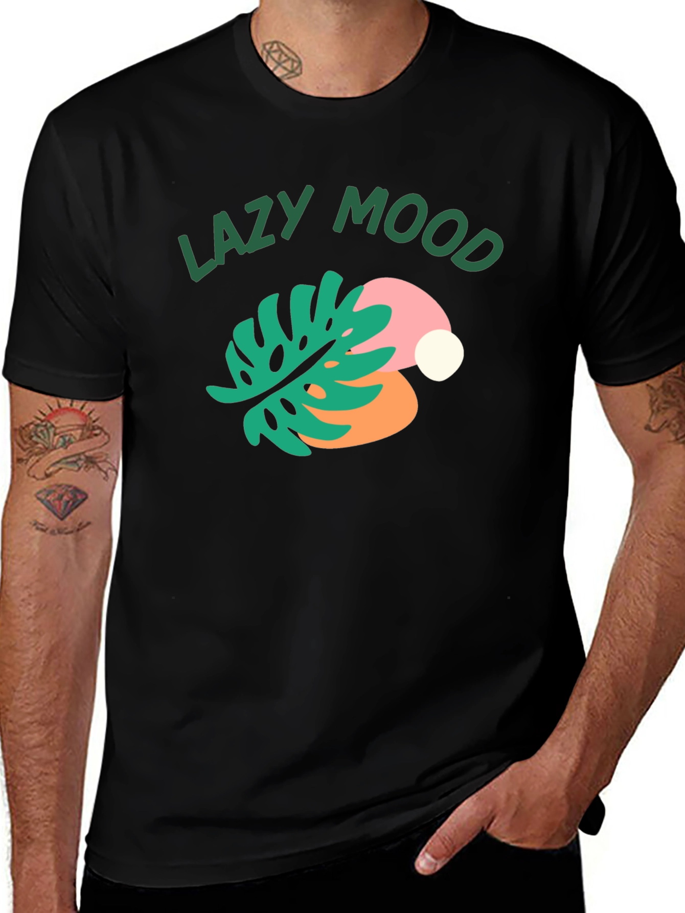 Variant 25 of Lazy Mood Graphic Tee - Relaxed Fit Black T-Shirt