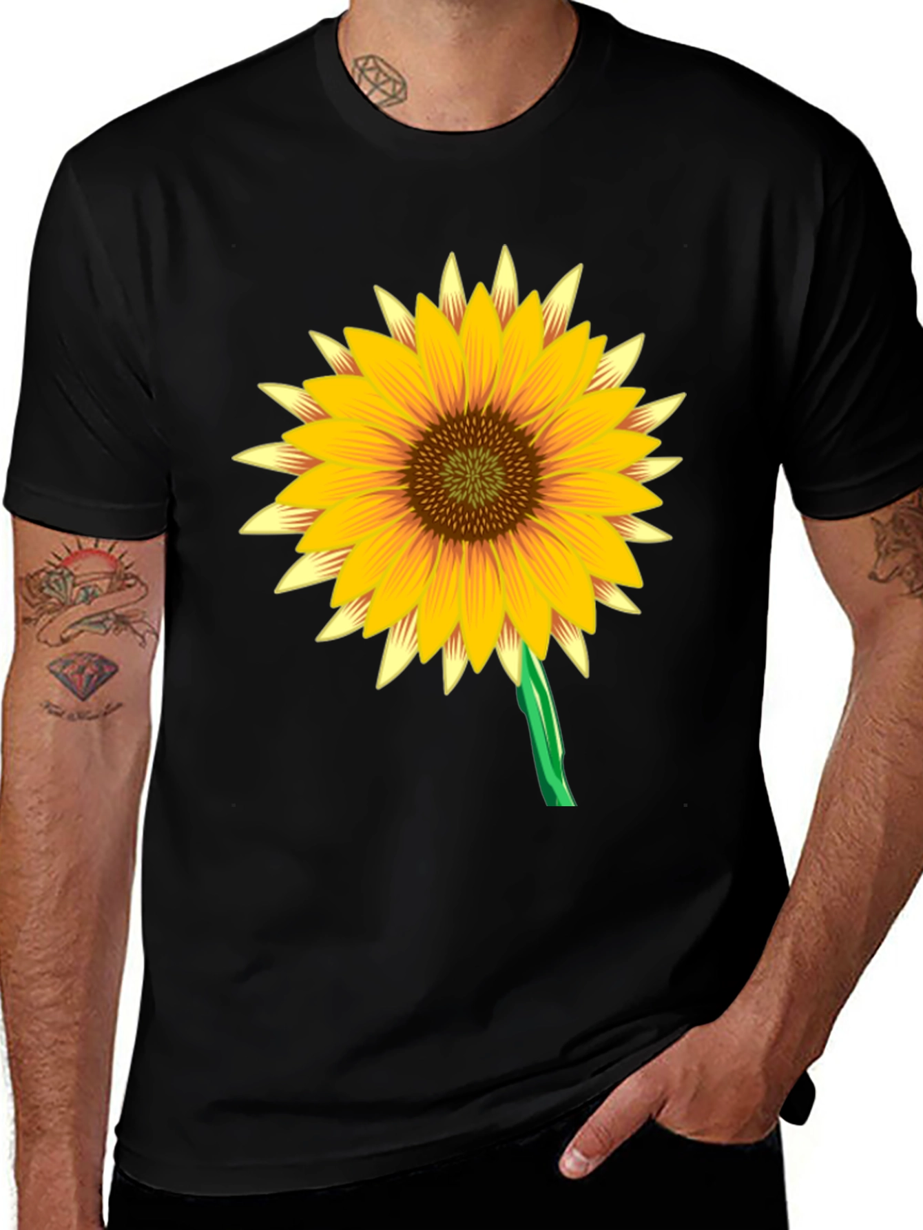 Variant 7 of Sunflower Graphic Black Tee Shirt