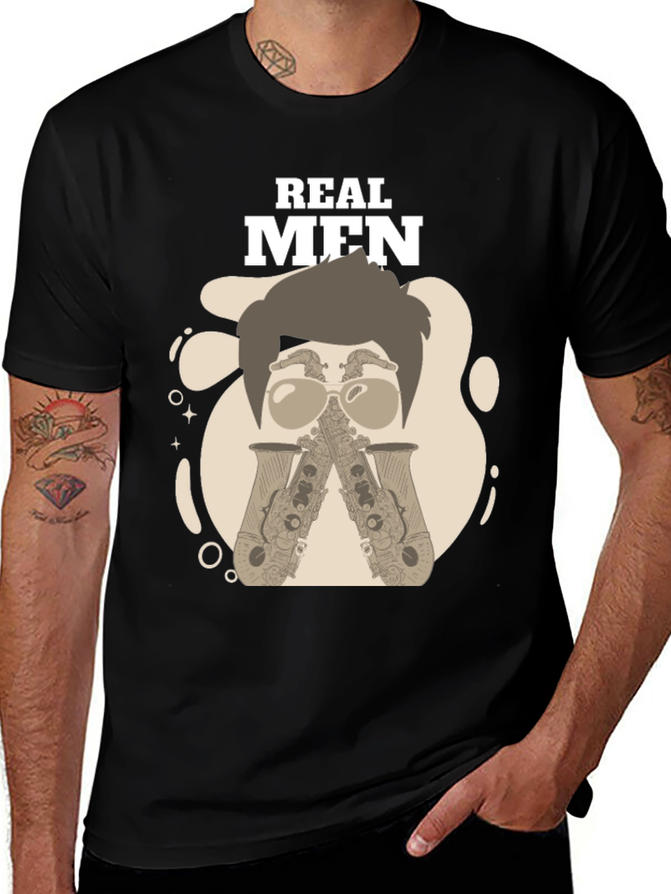 Variant 28 of Real Men Saxophone T-Shirt - Unique Graphic Tee