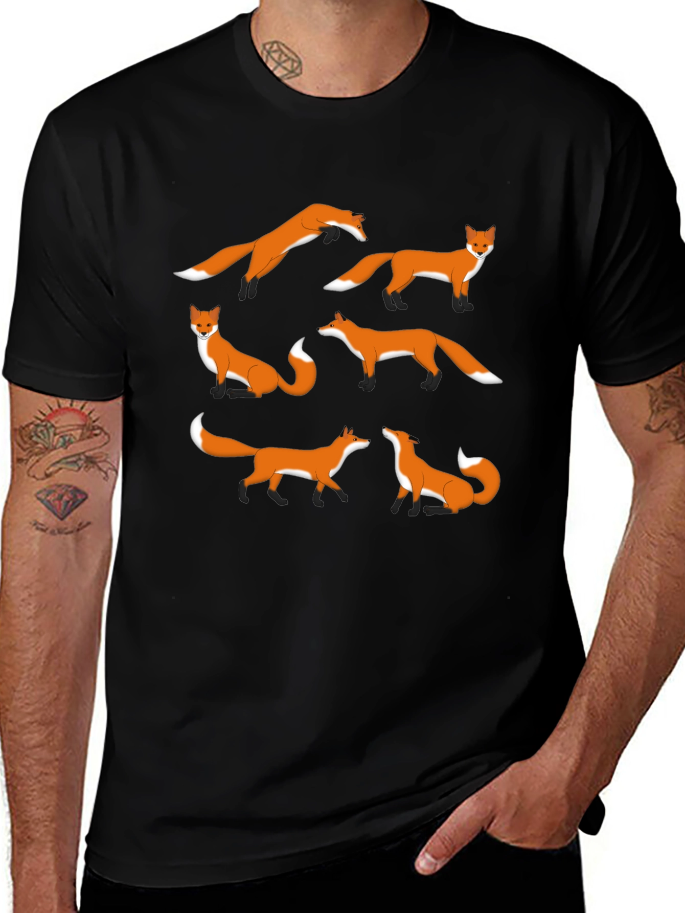 Variant 6 of Fox Pattern Graphic T-Shirt - Stylish Casual Wear