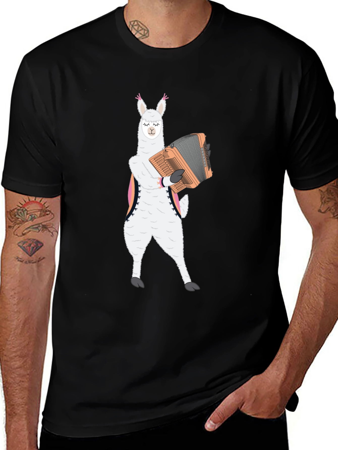 Variant 18 of Llama Accordion T-Shirt - Musical Alpaca Tee